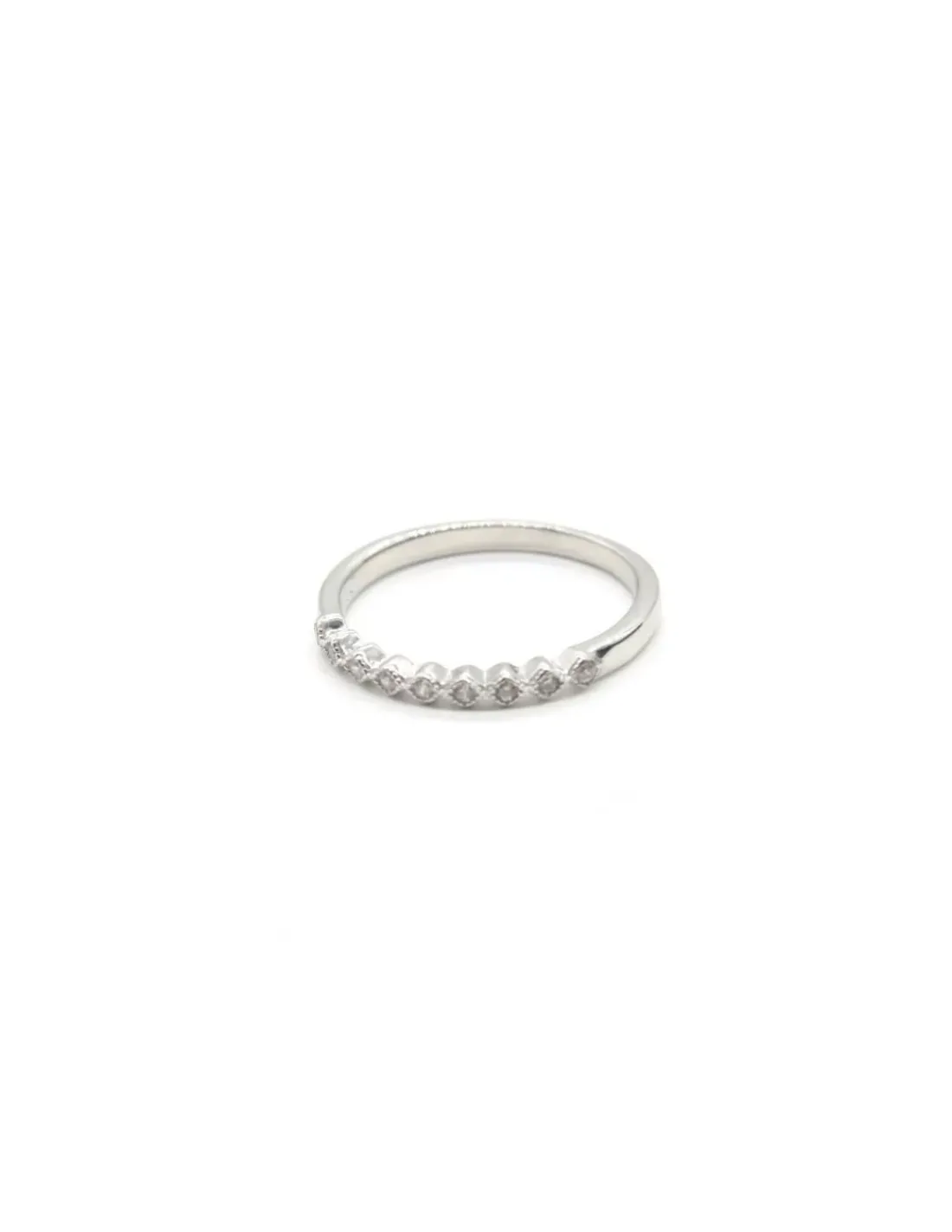 Fashion Anillo 9 circonitas en fila rombos plata Anillos De Plata | Anillos