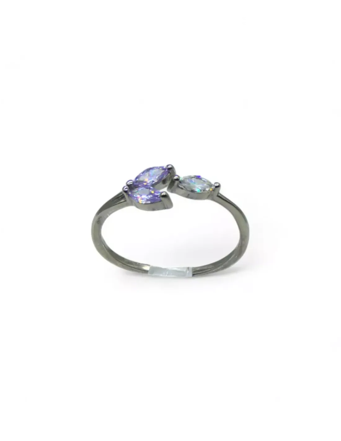 Fashion Anillo ajustable circonitas amatista light y blanca plata 925 rodio Anillos De Plata | Anillos