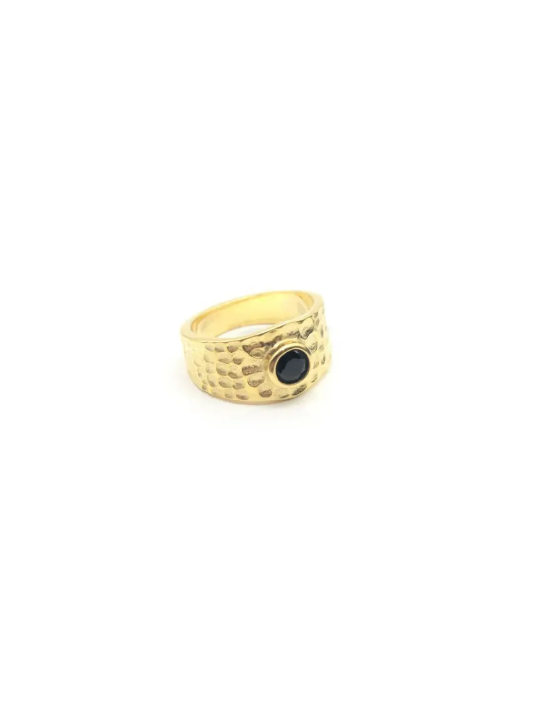 New Anillo ancho circonita negra plata chapada en oro - T.13 Anillos De Plata | Anillos