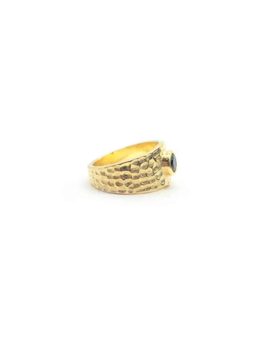 New Anillo ancho circonita negra plata chapada en oro - T.13 Anillos De Plata | Anillos