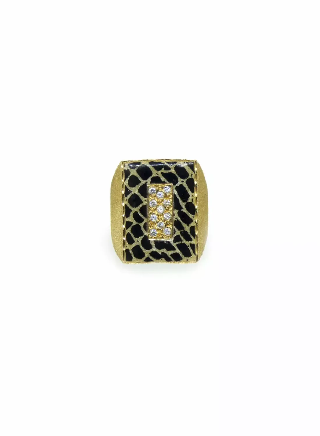 Clearance Anillo ancho lacado animal print circonitas oro 18k - T.16 Anillos De Oro | Anillos
