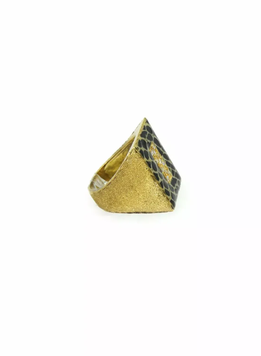 Clearance Anillo ancho lacado animal print circonitas oro 18k - T.16 Anillos De Oro | Anillos
