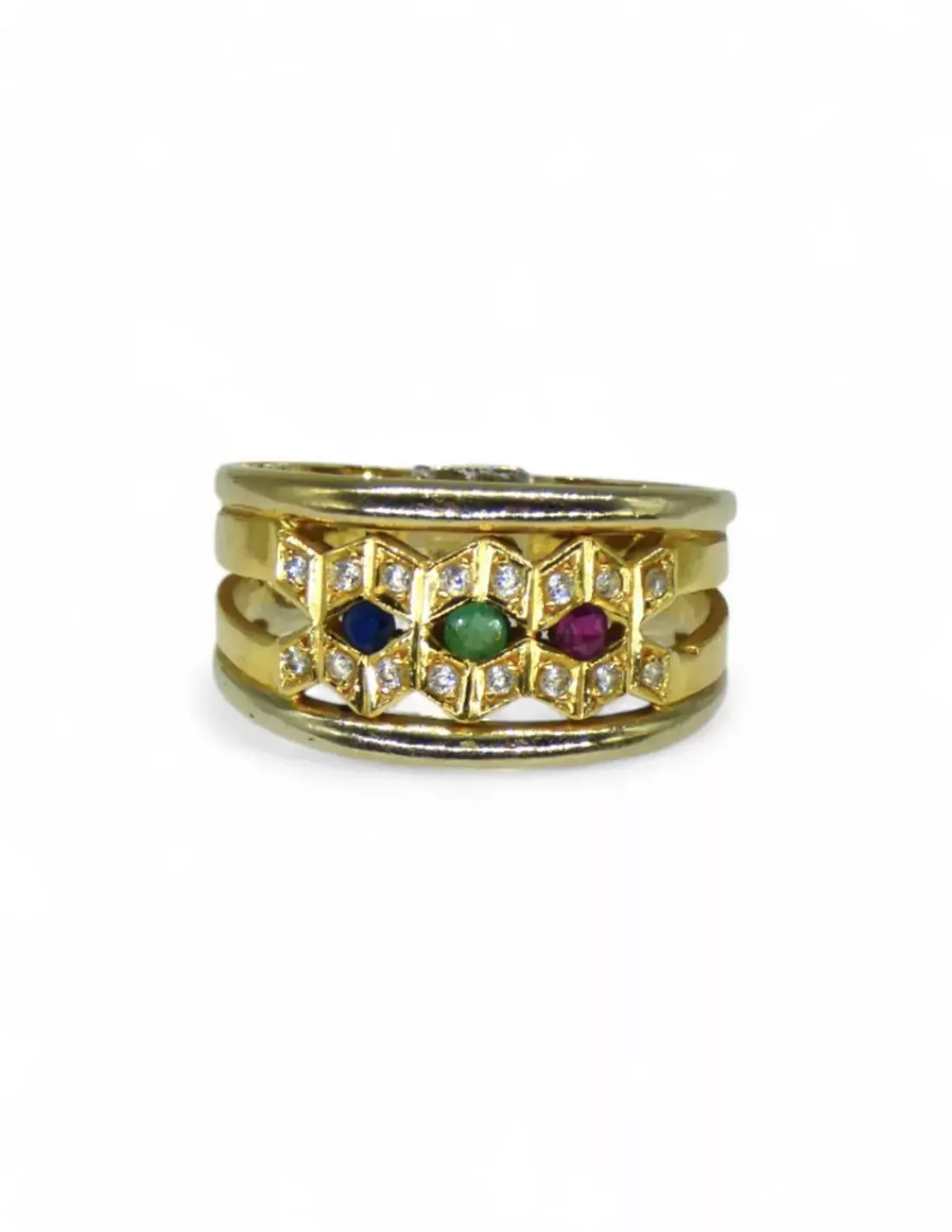 Flash Sale Anillo bicolor piedras de colores oro 18k - T.17 Anillos De Oro | Anillos