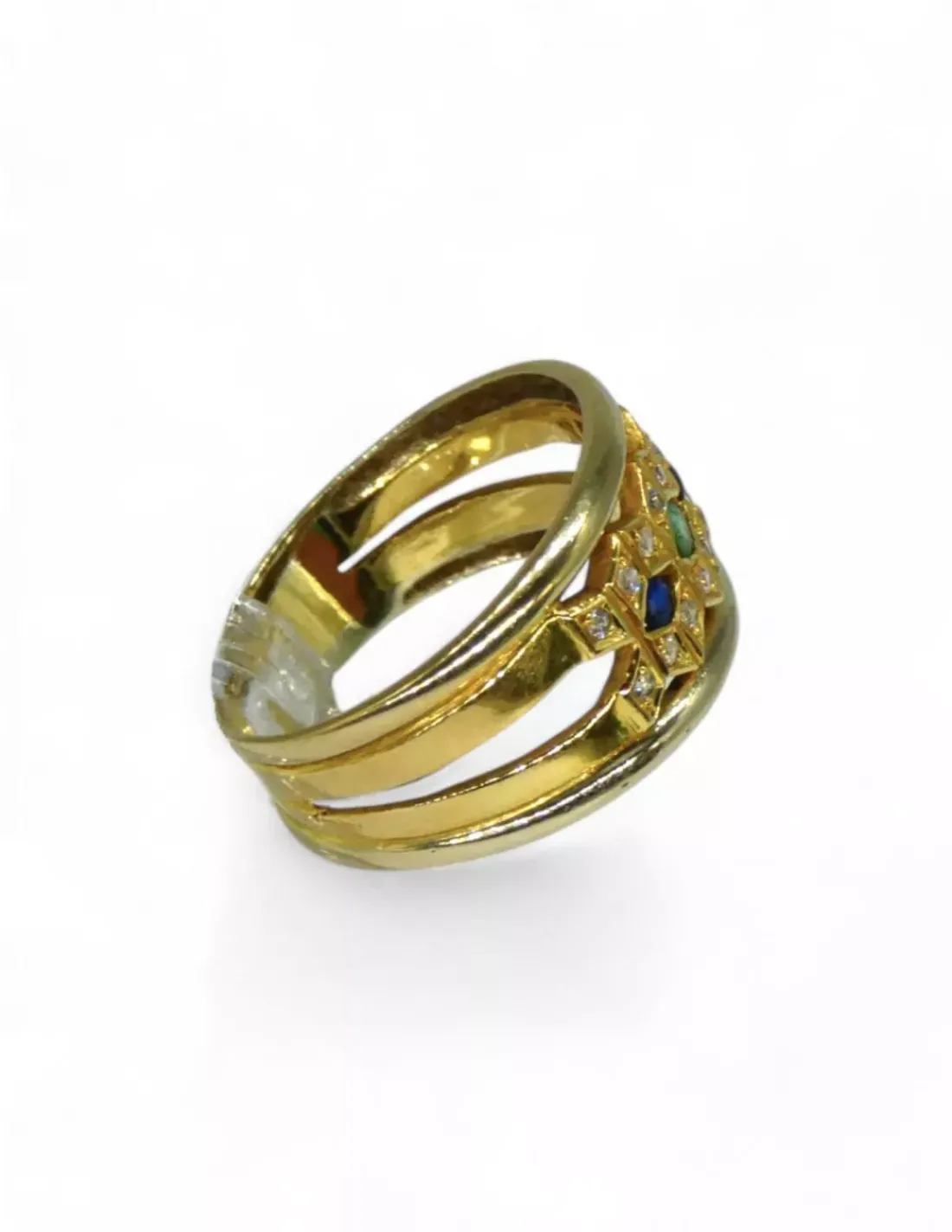 Flash Sale Anillo bicolor piedras de colores oro 18k - T.17 Anillos De Oro | Anillos