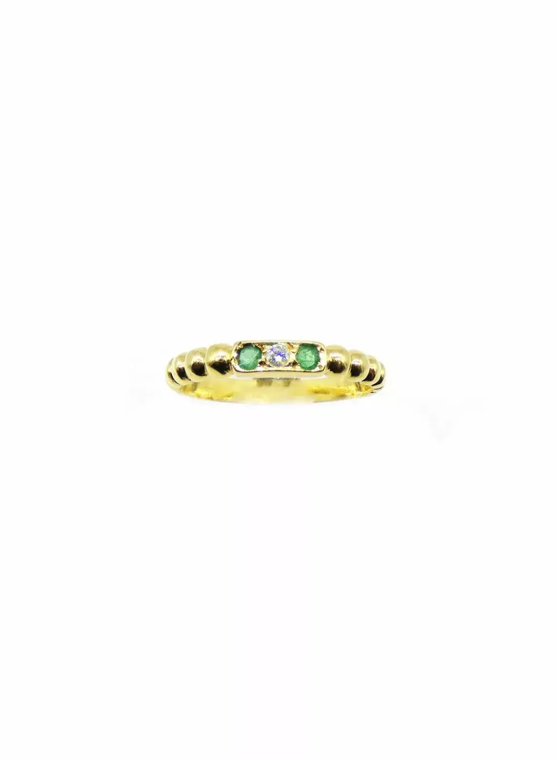 Fashion Anillo bolitas con diamante y circonitas verdes oro 18k - T.14 Anillos Con Brillantes | Anillos De Oro