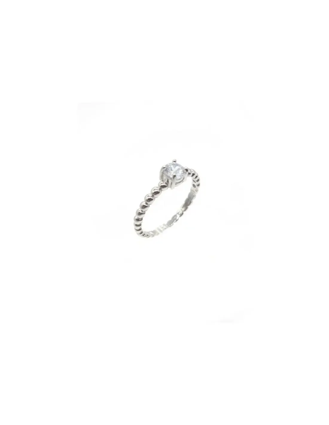 Fashion Anillo bolitas solitario circonita en 4 garras Plata de Ley Anillos De Plata | Anillos