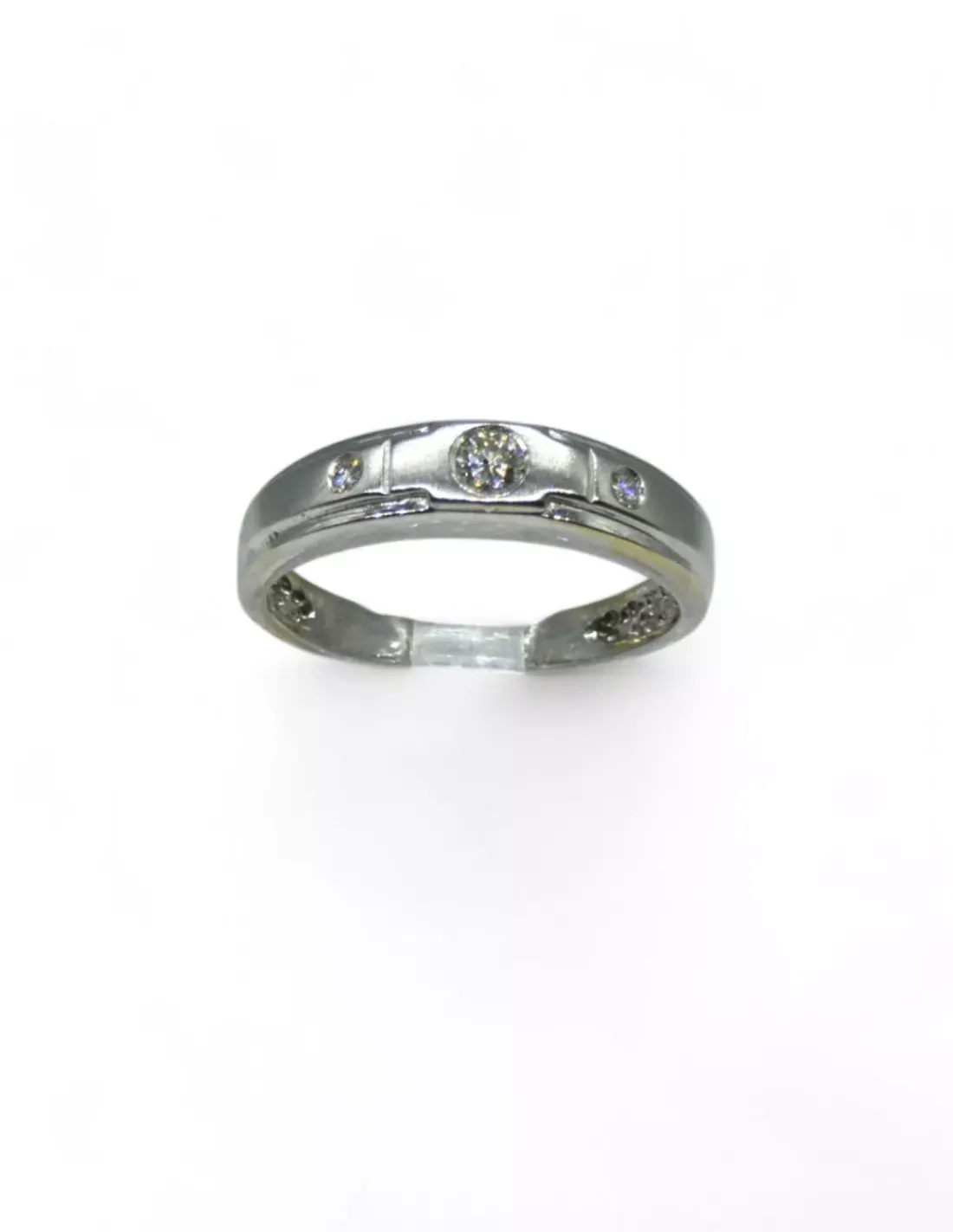 Discount Anillo brillo mate con tres diamantes oro blanco 18k - T.10 Anillos Con Brillantes | Anillos De Oro
