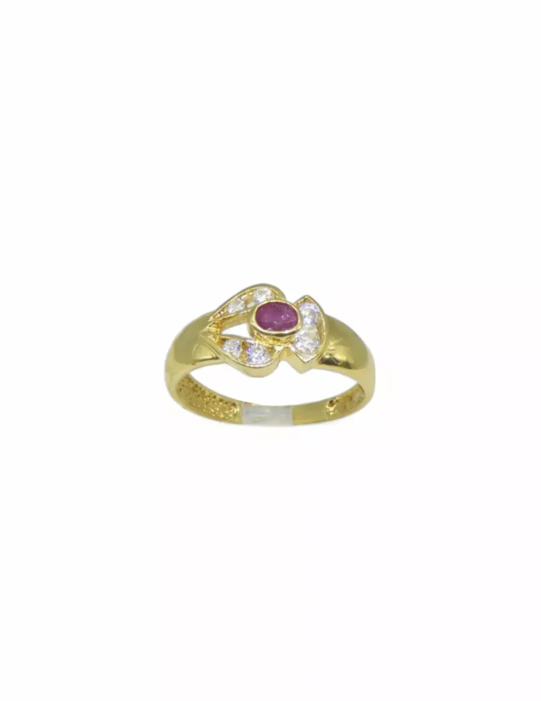 Clearance Anillo calado con rubíe y circonitas oro 18k - T.15 Anillos De Oro | Anillos