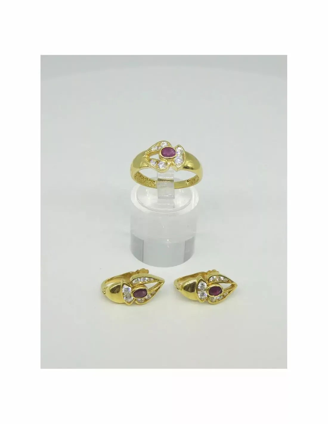 Clearance Anillo calado con rubíe y circonitas oro 18k - T.15 Anillos De Oro | Anillos