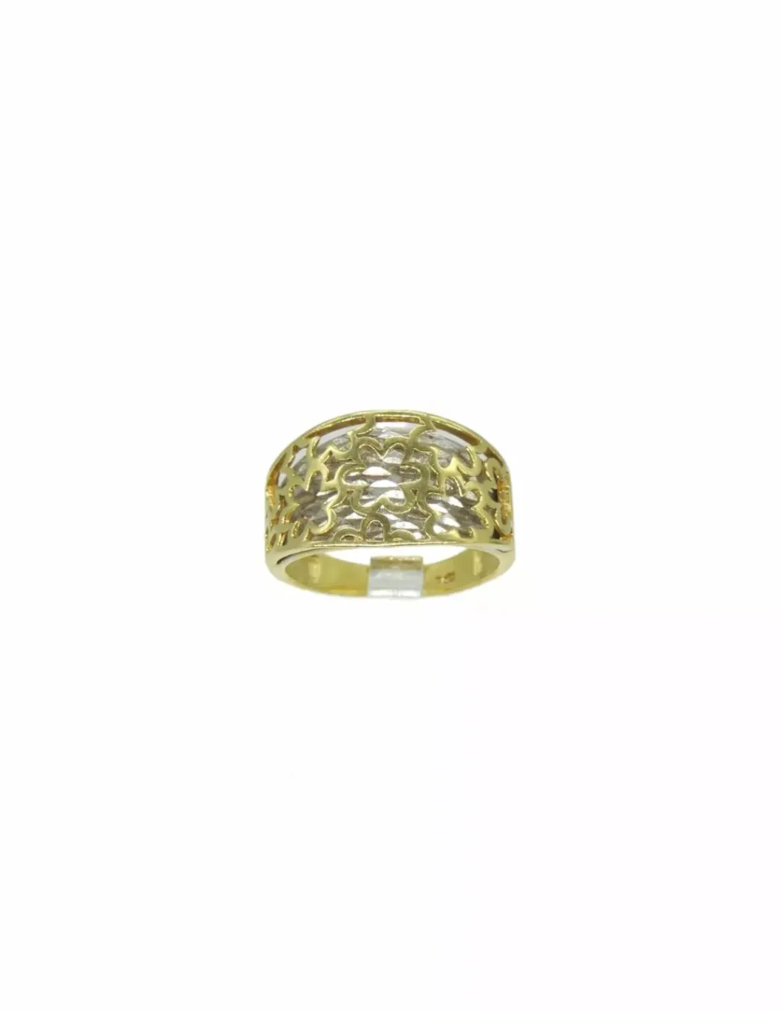 Outlet Anillo calado flores oro bicolor 18k - T.16 Anillos De Oro Blanco | Anillos De Oro