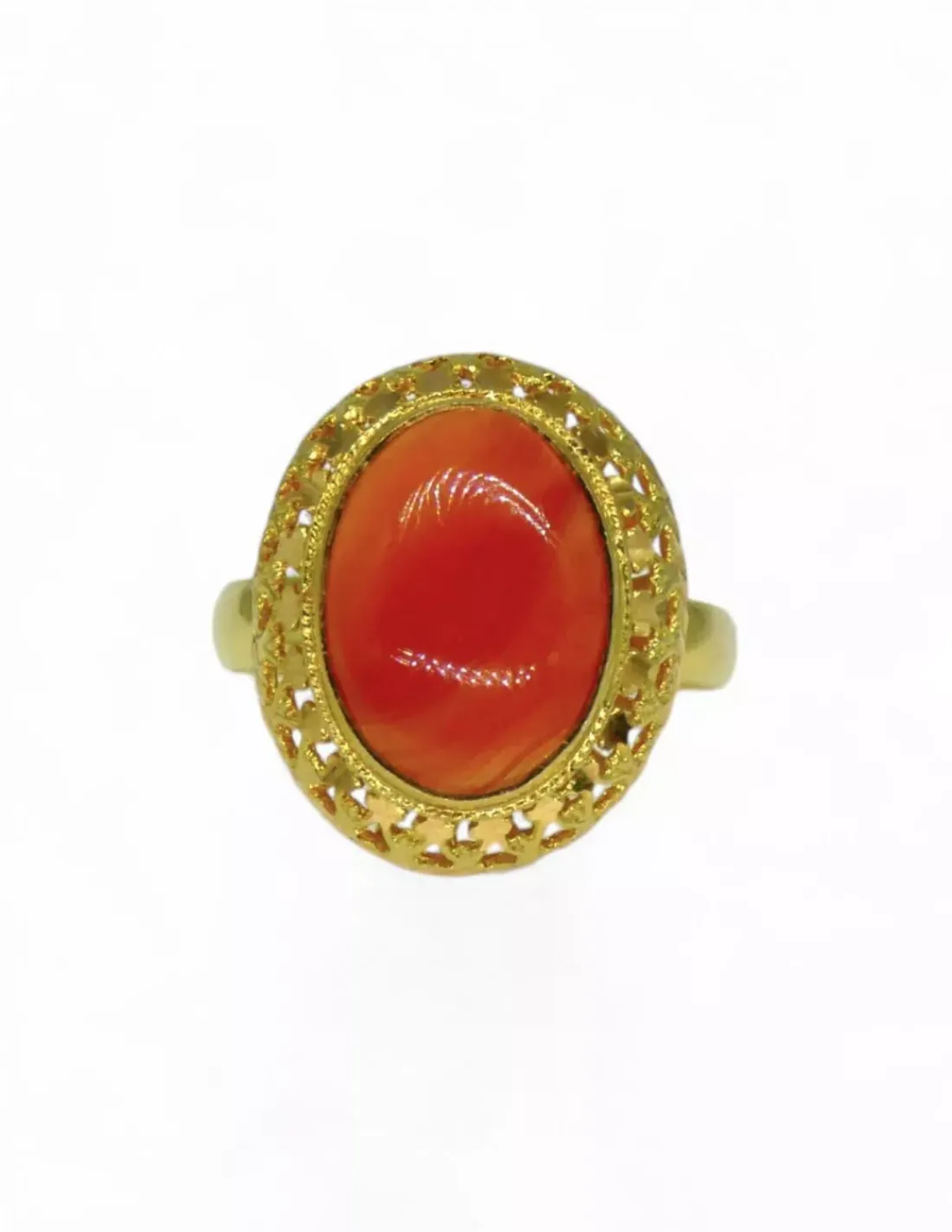 Shop Anillo calado piedra oval naranja oro 18k - T.17 Anillos De Oro | Anillos