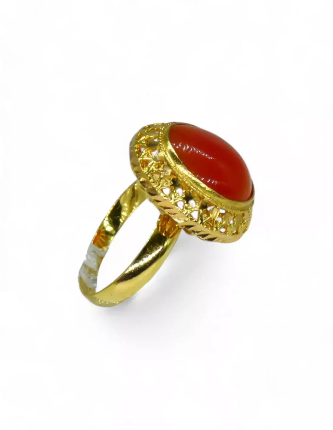 Shop Anillo calado piedra oval naranja oro 18k - T.17 Anillos De Oro | Anillos