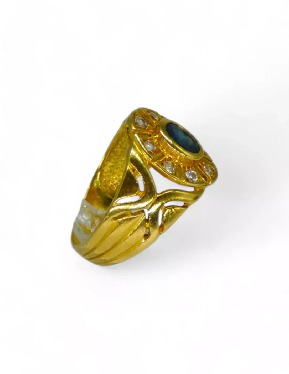 Outlet Anillo calado y piedra oval circonitas alrededor oro 18k - T.15 Anillos De Oro | Anillos