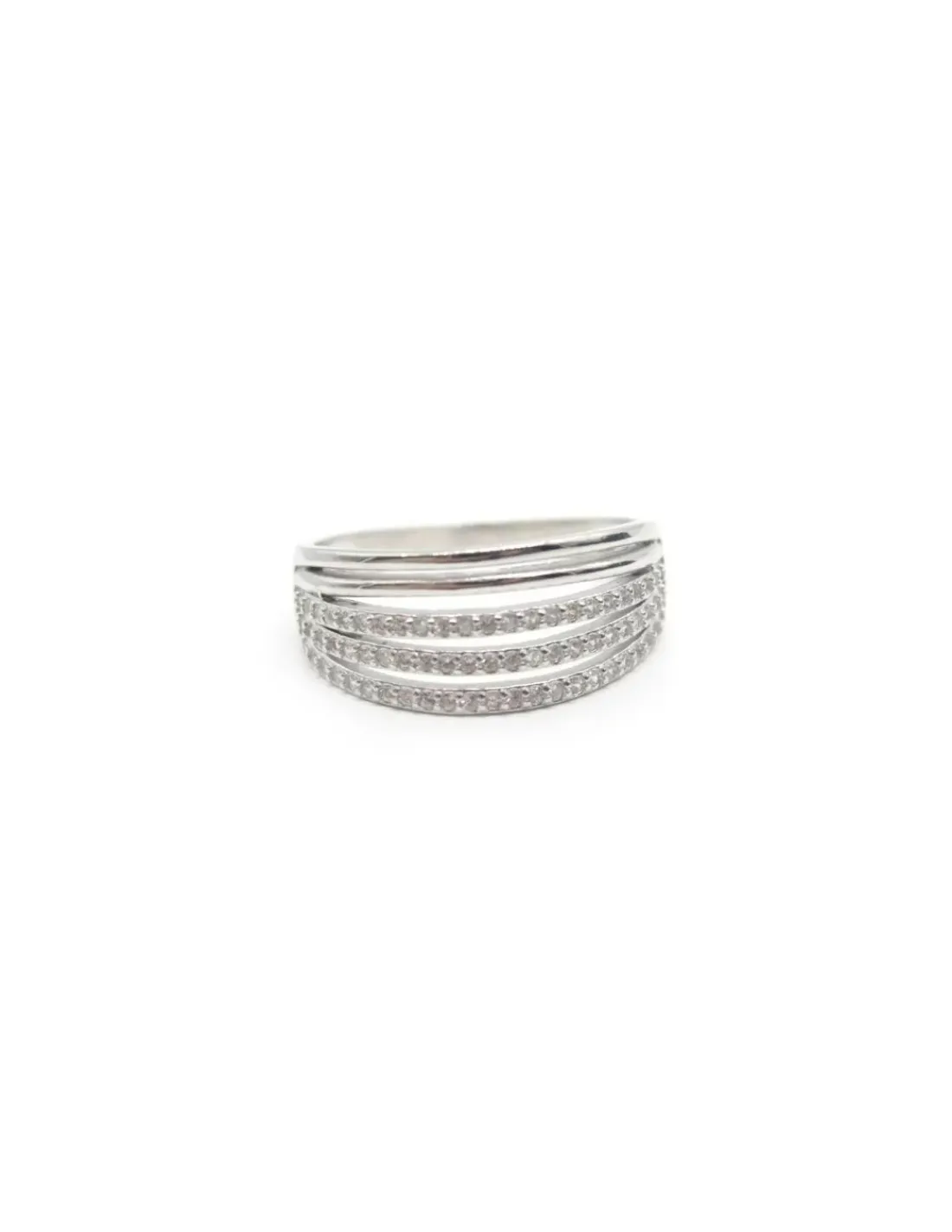 Clearance Anillo cinco bandas lisas y circonitas Plata de Ley Anillos De Plata | Anillos