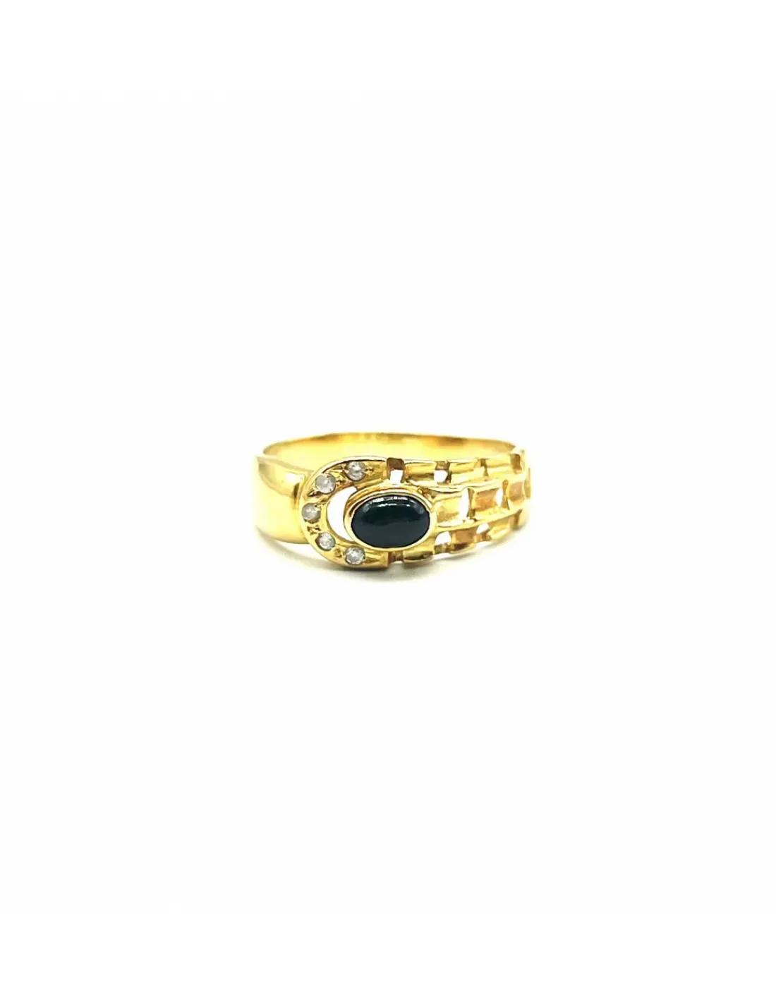 Clearance Anillo cinturón piedra negra y circonitas oro 18k - T.21 Anillos De Oro | Anillos