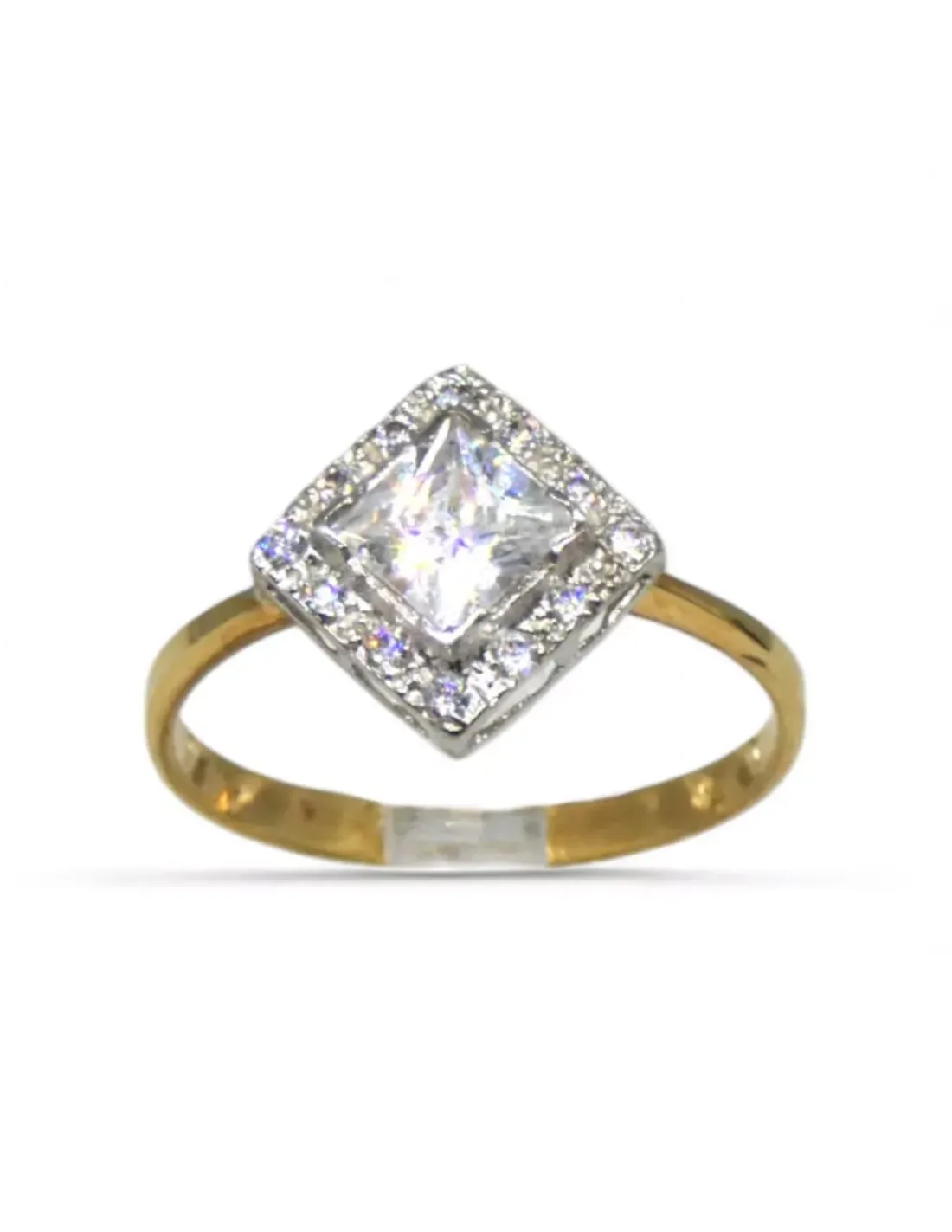 Sale Anillo circonita cuadrada oro bicolor 18K - T.15 Anillos De Oro | Anillos