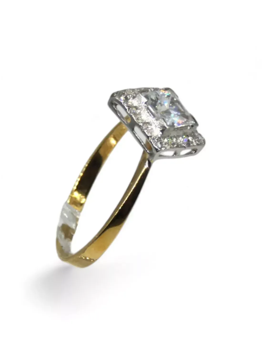 Sale Anillo circonita cuadrada oro bicolor 18K - T.15 Anillos De Oro | Anillos