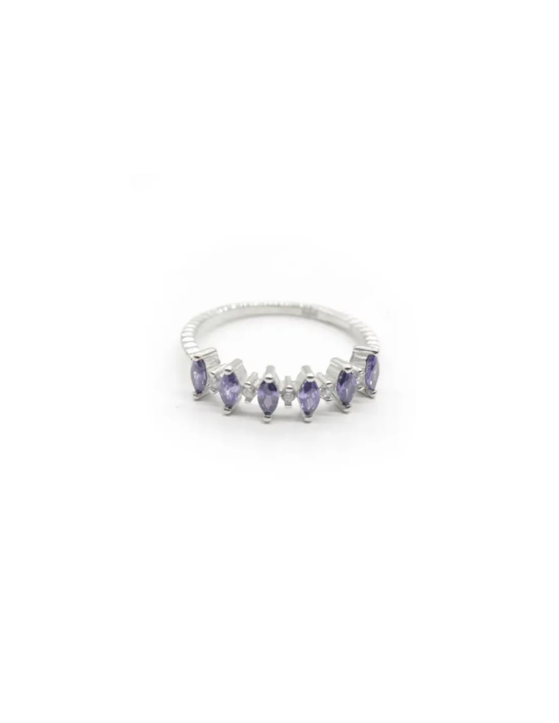 Store Anillo circonitas marquesa amatista circonitas blancas plata - T.11 Anillos De Plata | Anillos