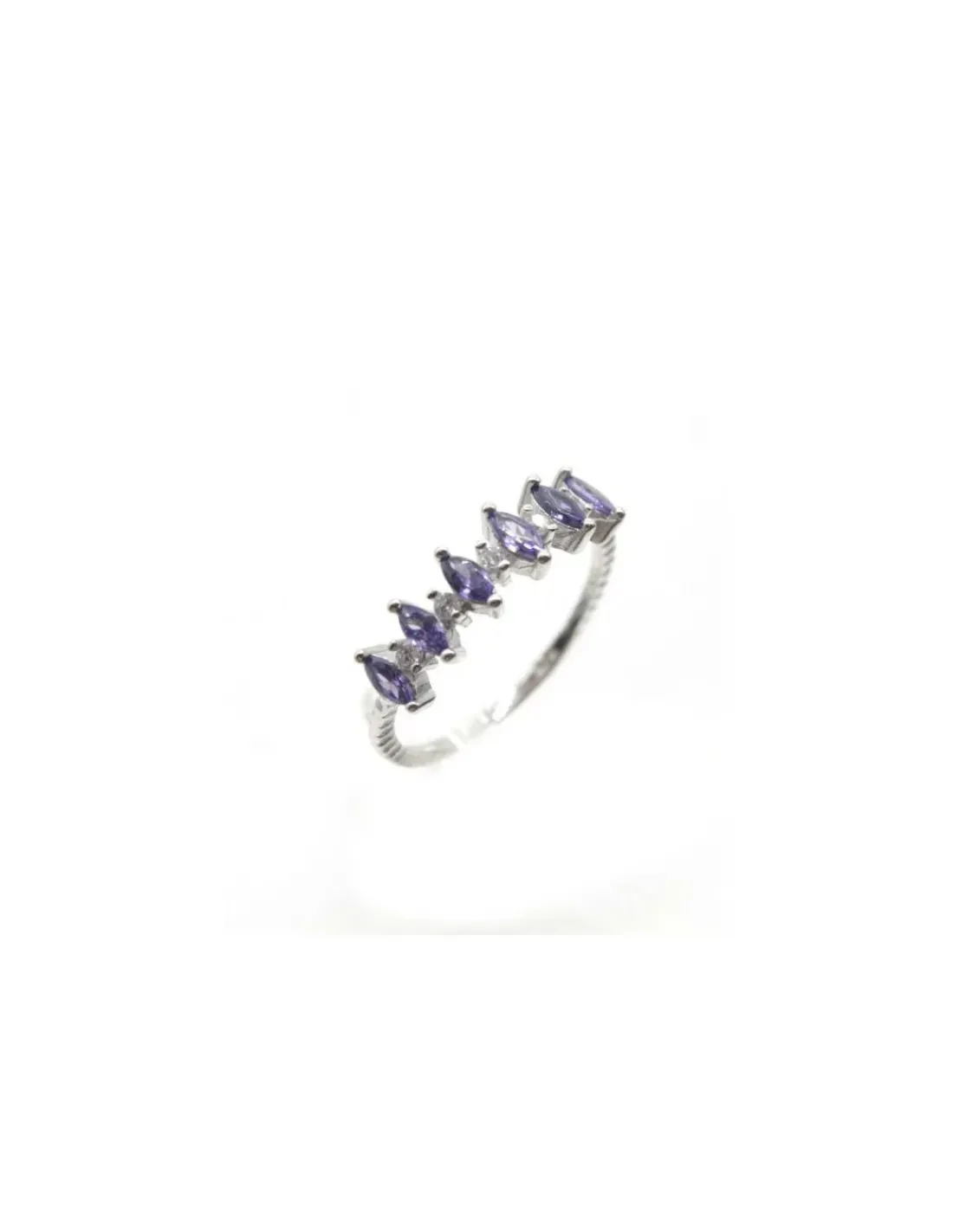 Store Anillo circonitas marquesa amatista circonitas blancas plata - T.11 Anillos De Plata | Anillos