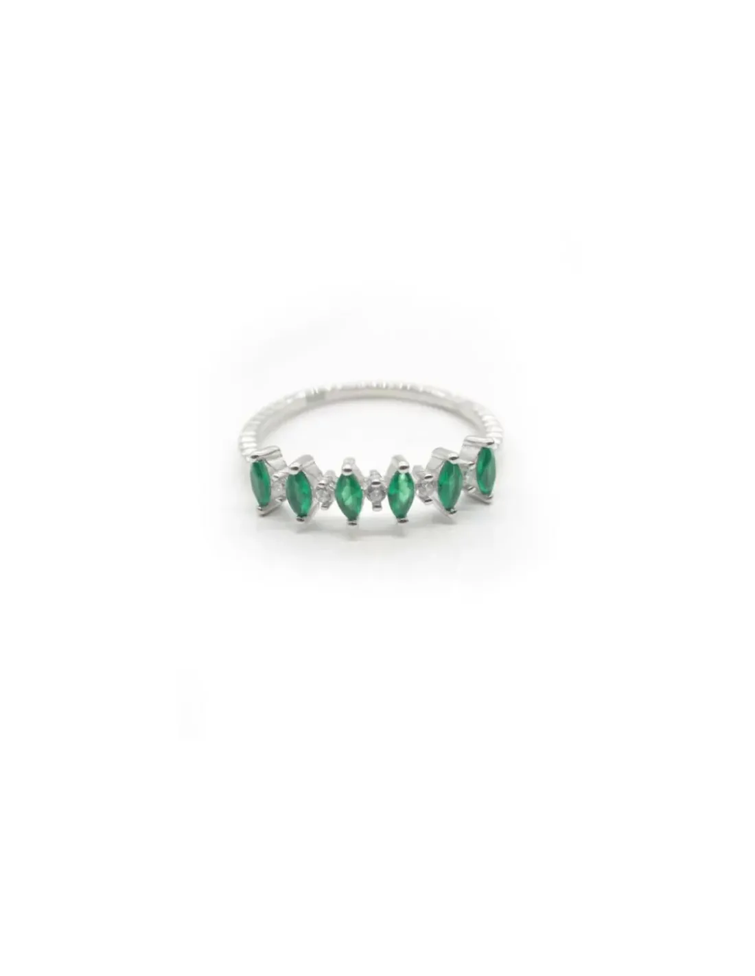 Sale Anillo circonitas marquesa verde circonitas blancas plata - T.13 Anillos De Plata | Anillos