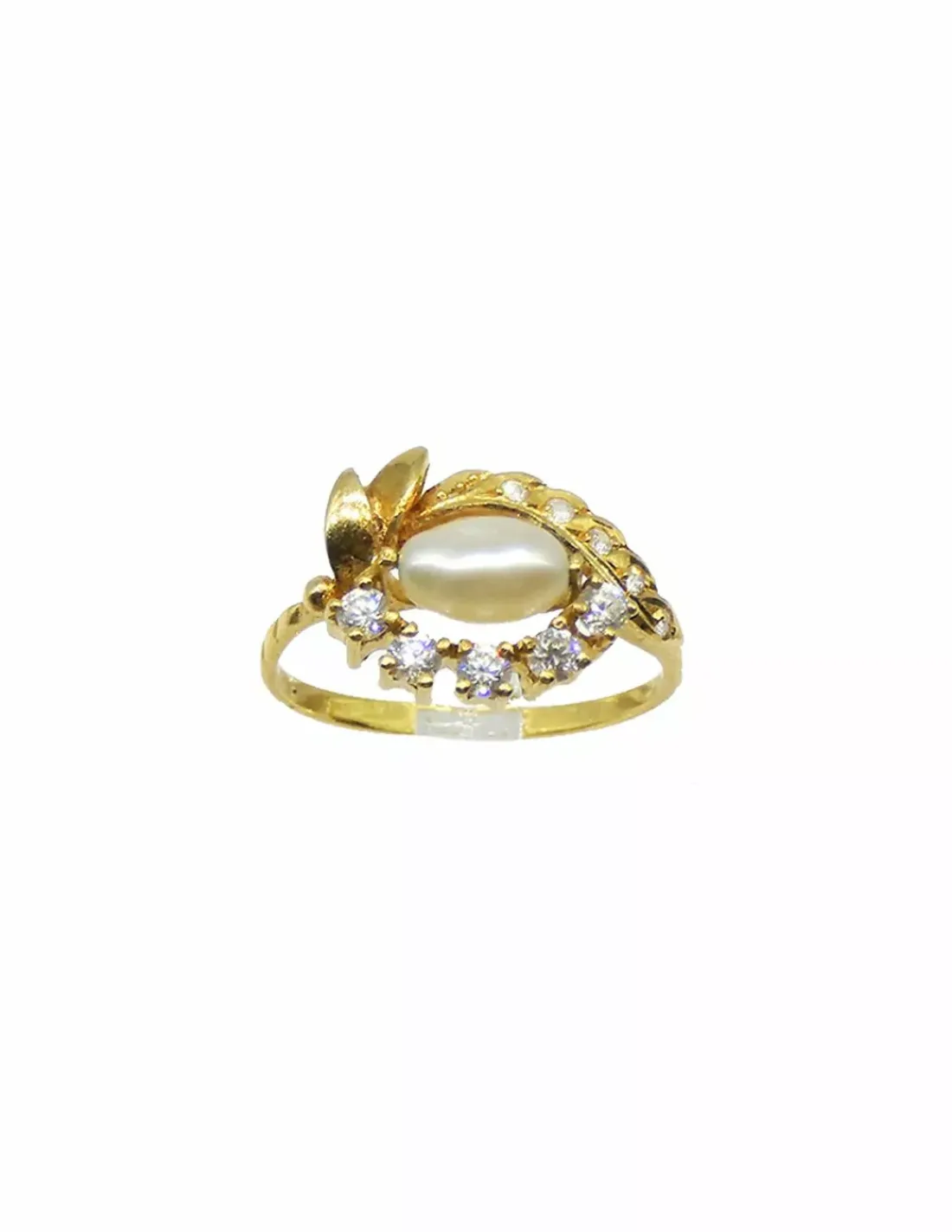 Flash Sale Anillo circonitas y perla ovalada oro 18k - T.11 Anillos De Oro | Anillos