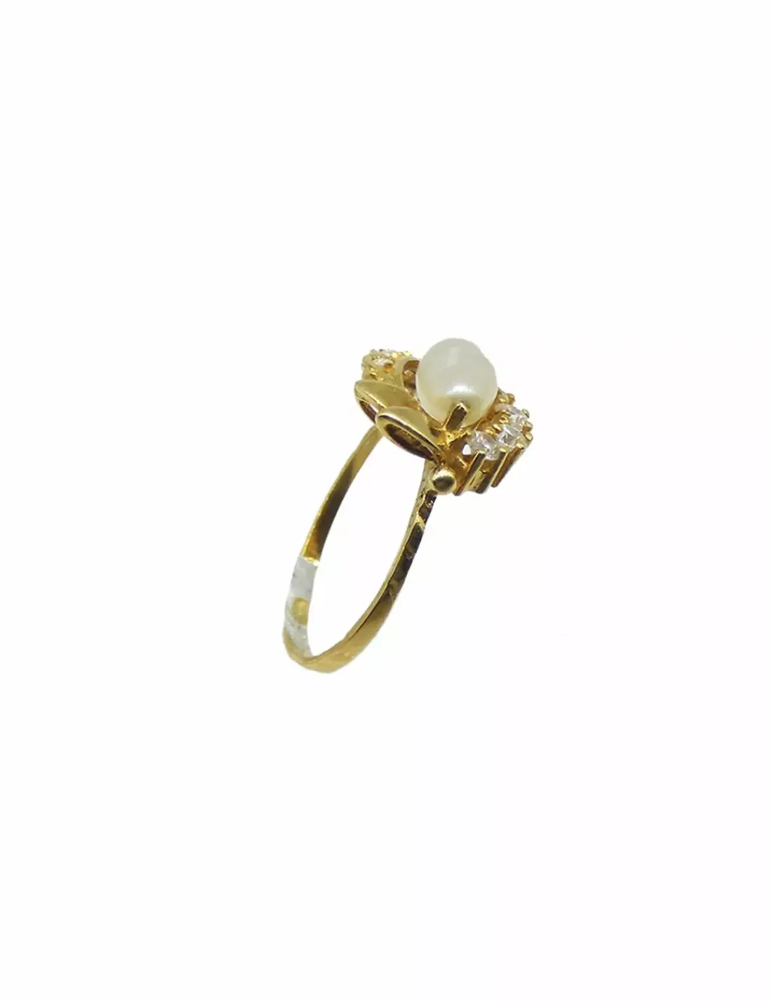 Flash Sale Anillo circonitas y perla ovalada oro 18k - T.11 Anillos De Oro | Anillos