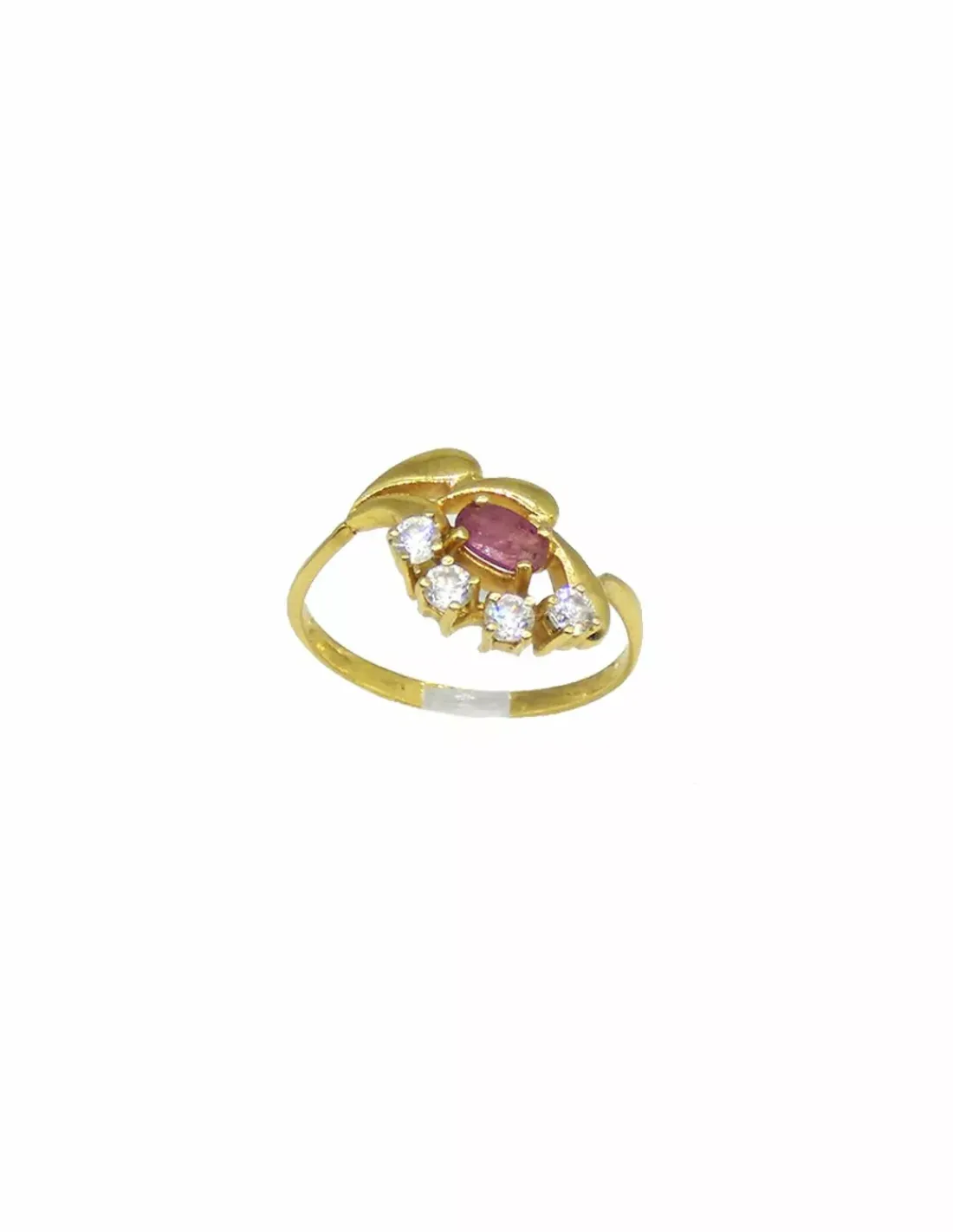 Flash Sale Anillo circonitas y piedra fucsia oval oro 18k - T.14 Anillos De Oro | Anillos
