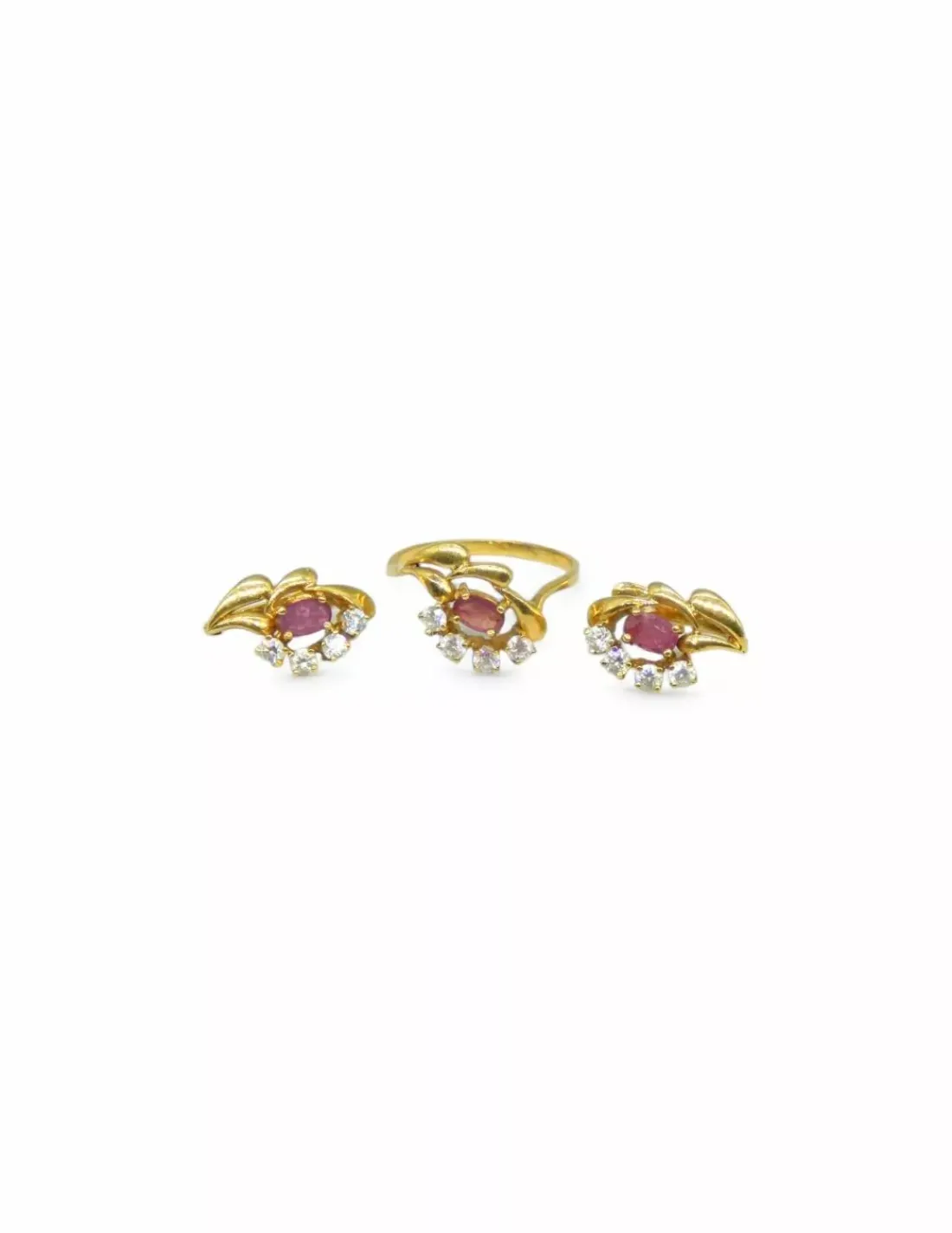 Flash Sale Anillo circonitas y piedra fucsia oval oro 18k - T.14 Anillos De Oro | Anillos