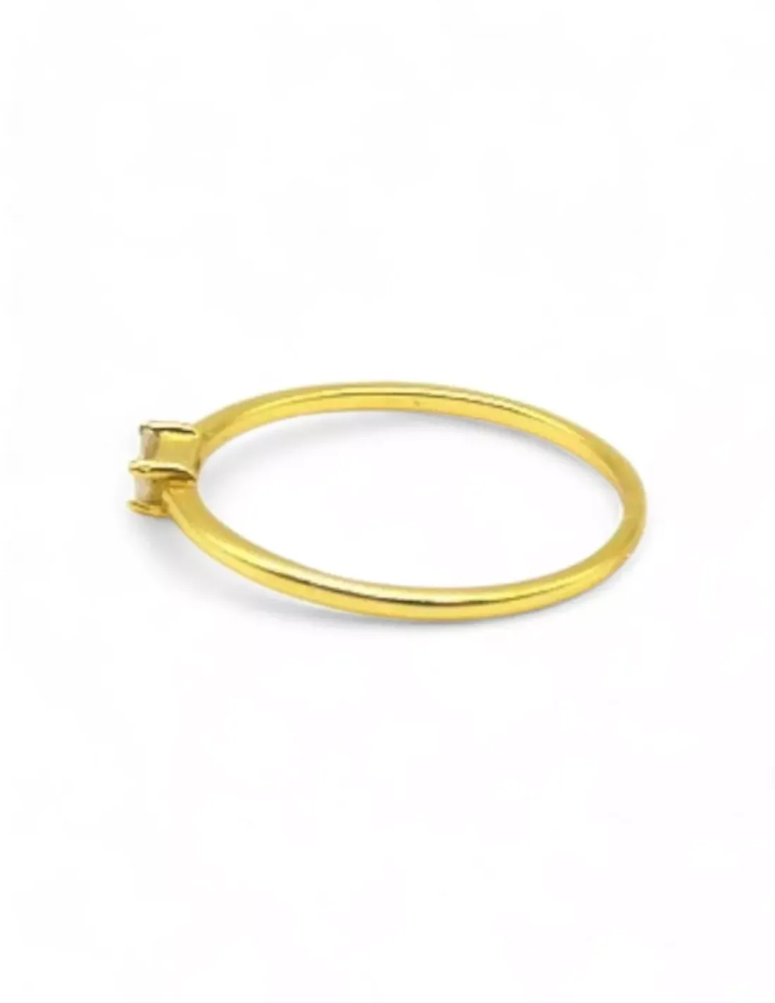 Hot Anillo con circonita baguette 4 garras plata chapada oro 18k - T.17 Anillos De Plata | Anillos