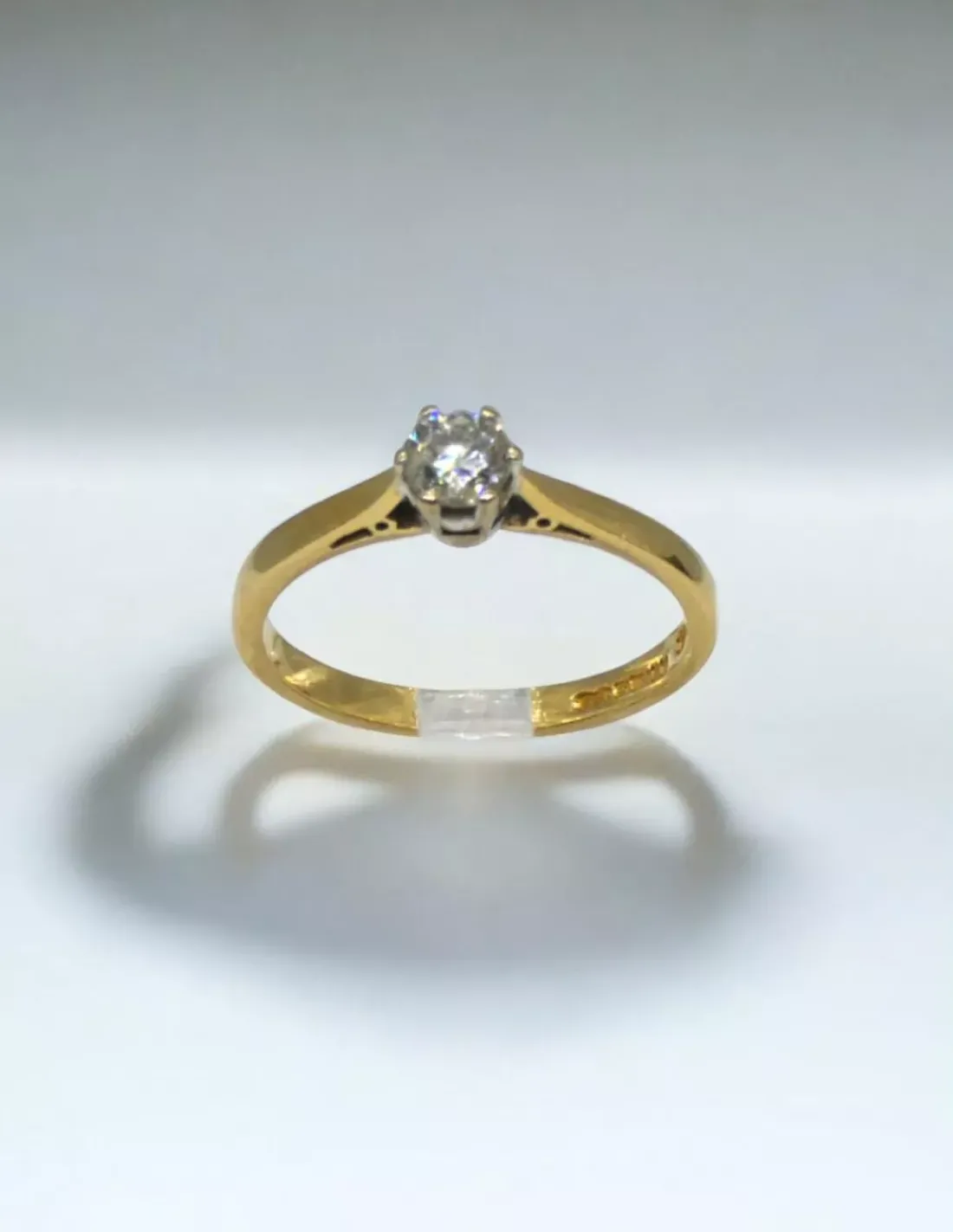 Online Anillo con diamante en seis garras oro bicolor 18k - T 14 Anillos Con Brillantes | Anillos De Oro