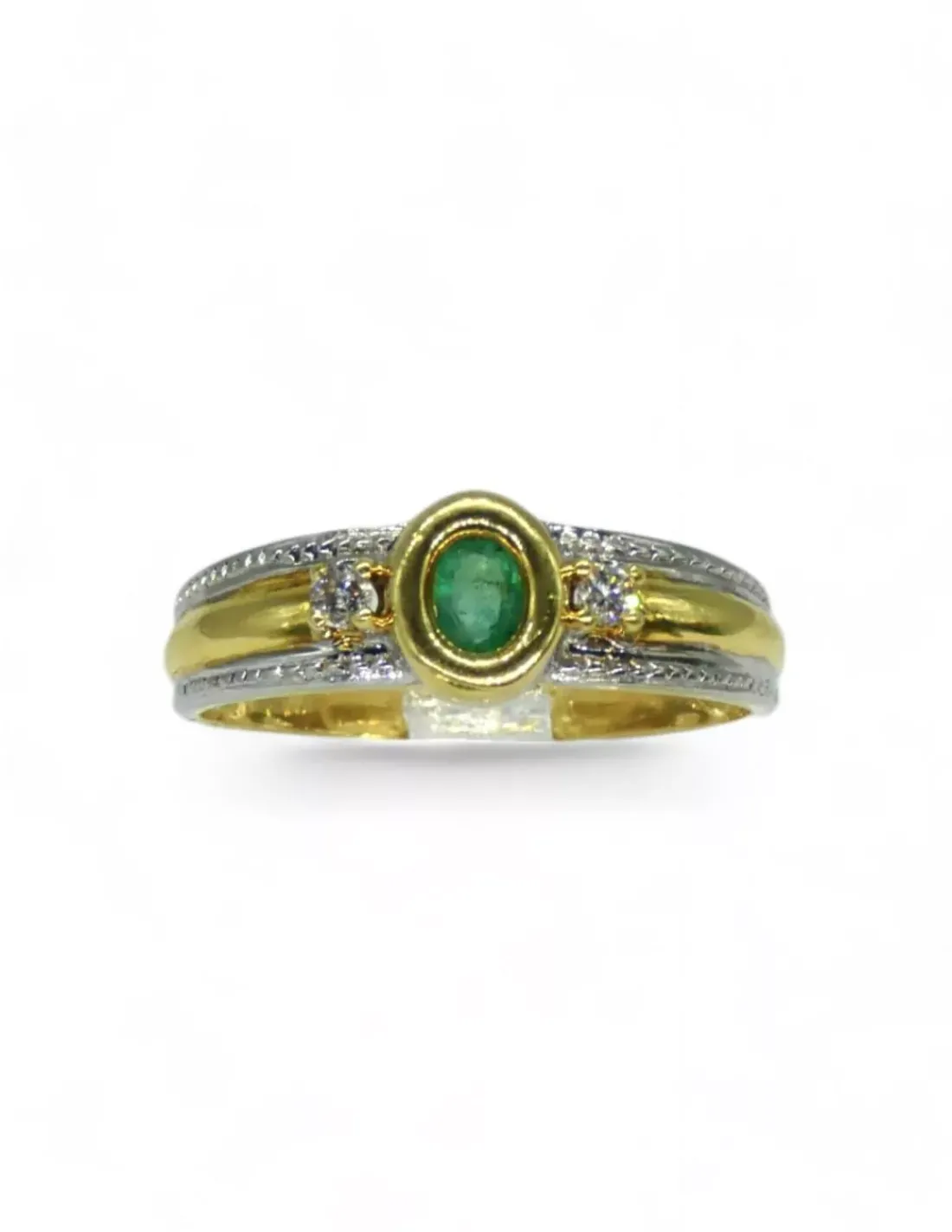 Shop Anillo con piedra oval oro bicolor 18k - T.15 Anillos De Oro | Anillos