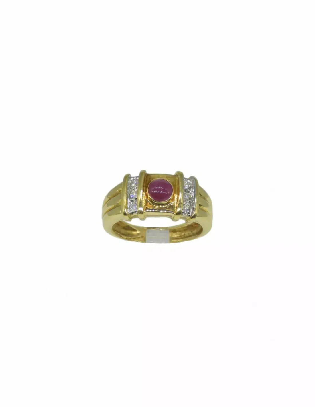 Store Anillo con Rubí y dos filas diamantes oro 18k - T.15 Anillos Con Brillantes | Anillos De Oro
