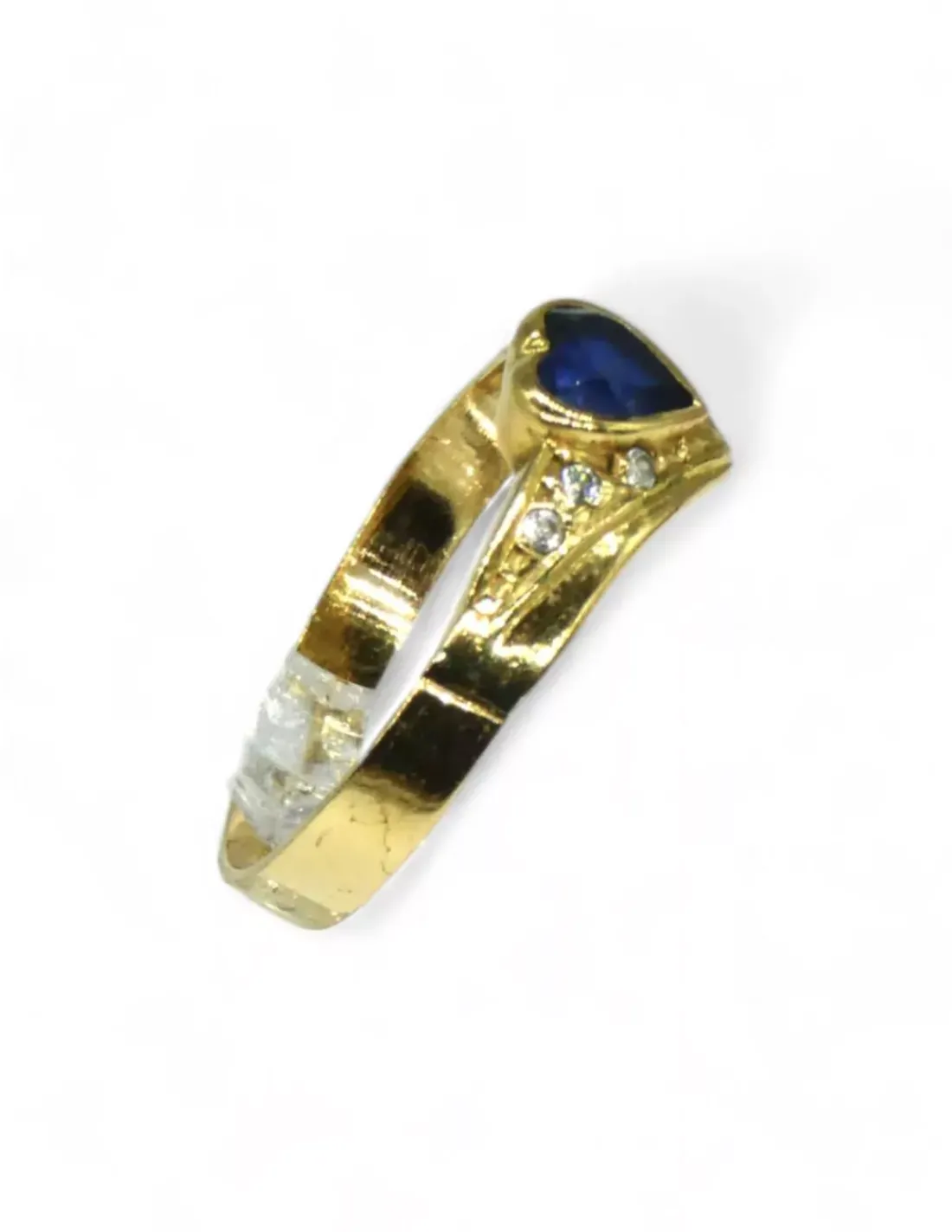 Flash Sale Anillo corazón con piedra azul y circonitas oro 18k - T.14 Anillos De Oro | Anillos
