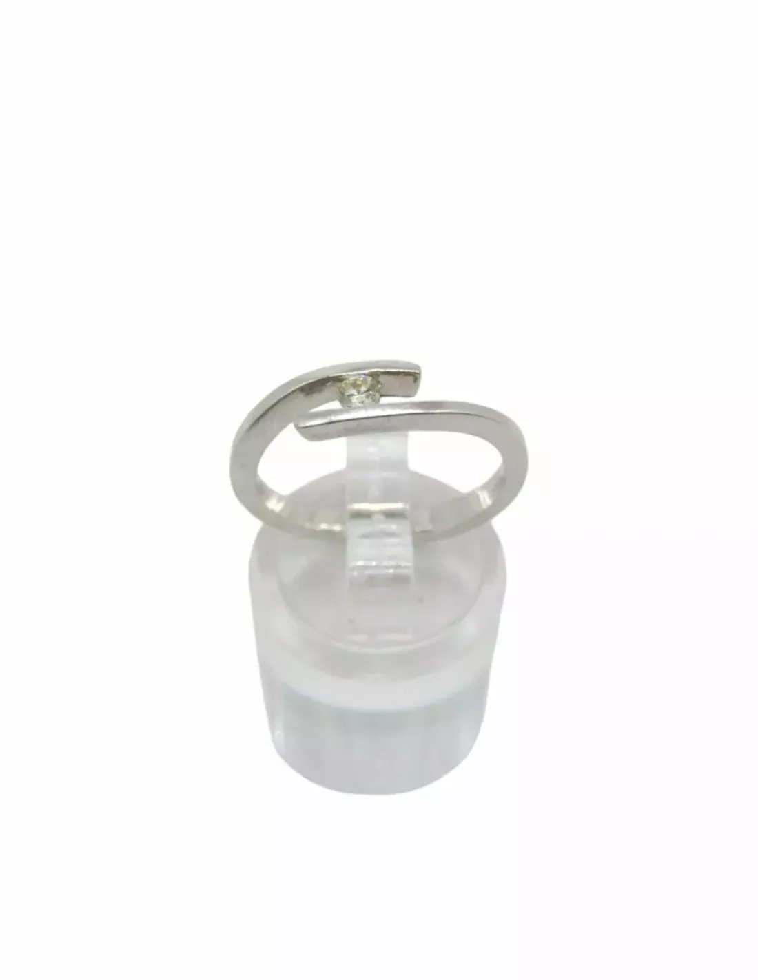 Cheap Anillo cruzado con diamante 0.07ct oro blanco 18k - T.14 Anillos Con Brillantes | Anillos De Oro Blanco