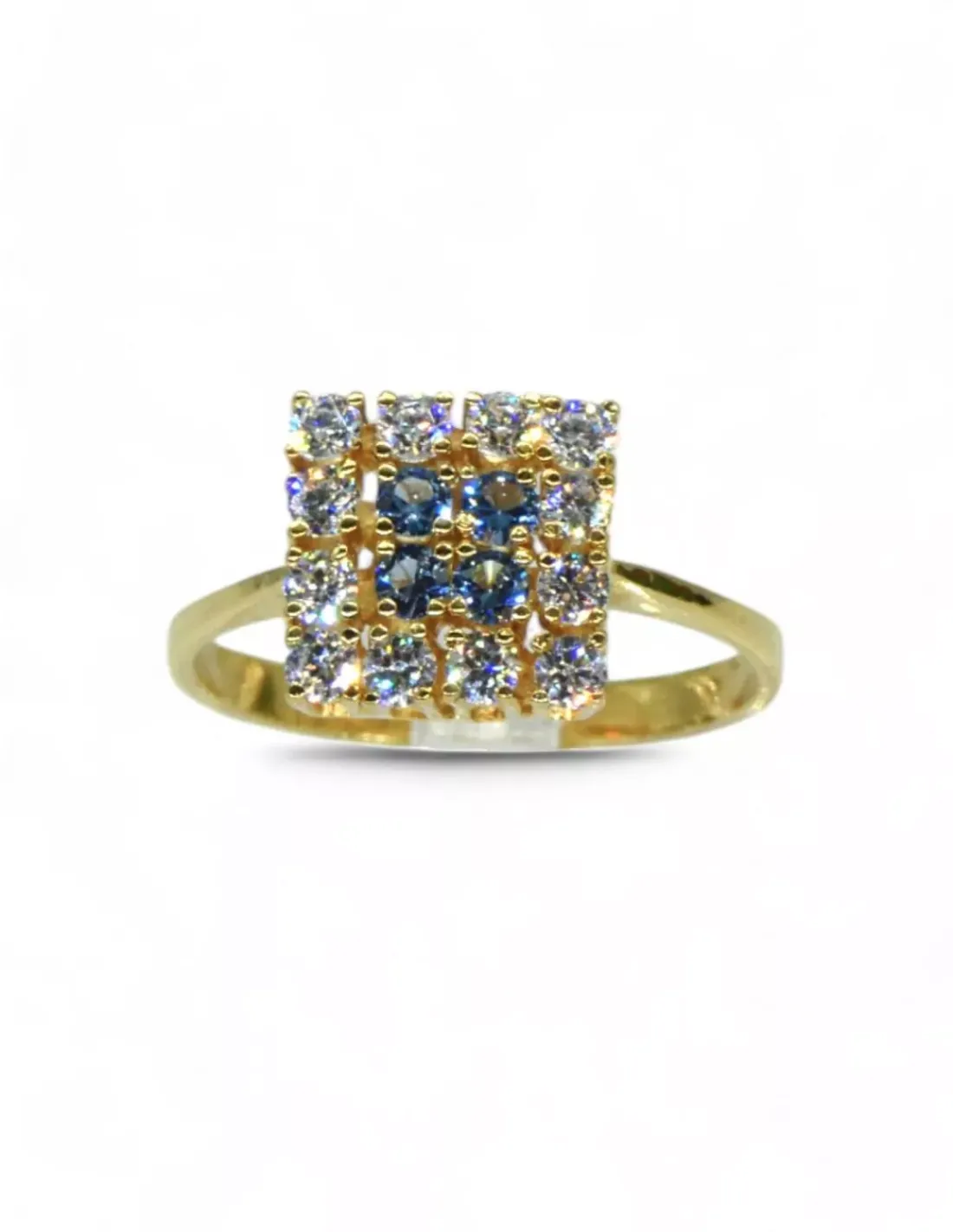 Cheap Anillo cuadrado circonitas blancas y azules oro 18k - T.15 Anillos De Oro | Anillos