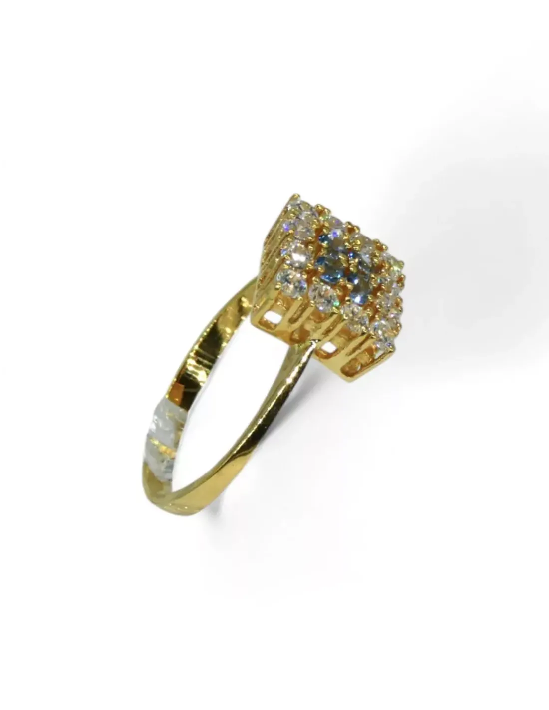 Cheap Anillo cuadrado circonitas blancas y azules oro 18k - T.15 Anillos De Oro | Anillos