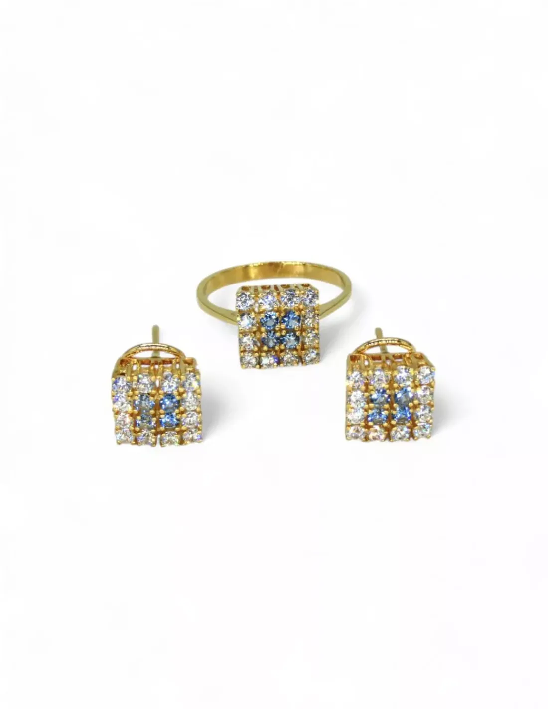 Cheap Anillo cuadrado circonitas blancas y azules oro 18k - T.15 Anillos De Oro | Anillos
