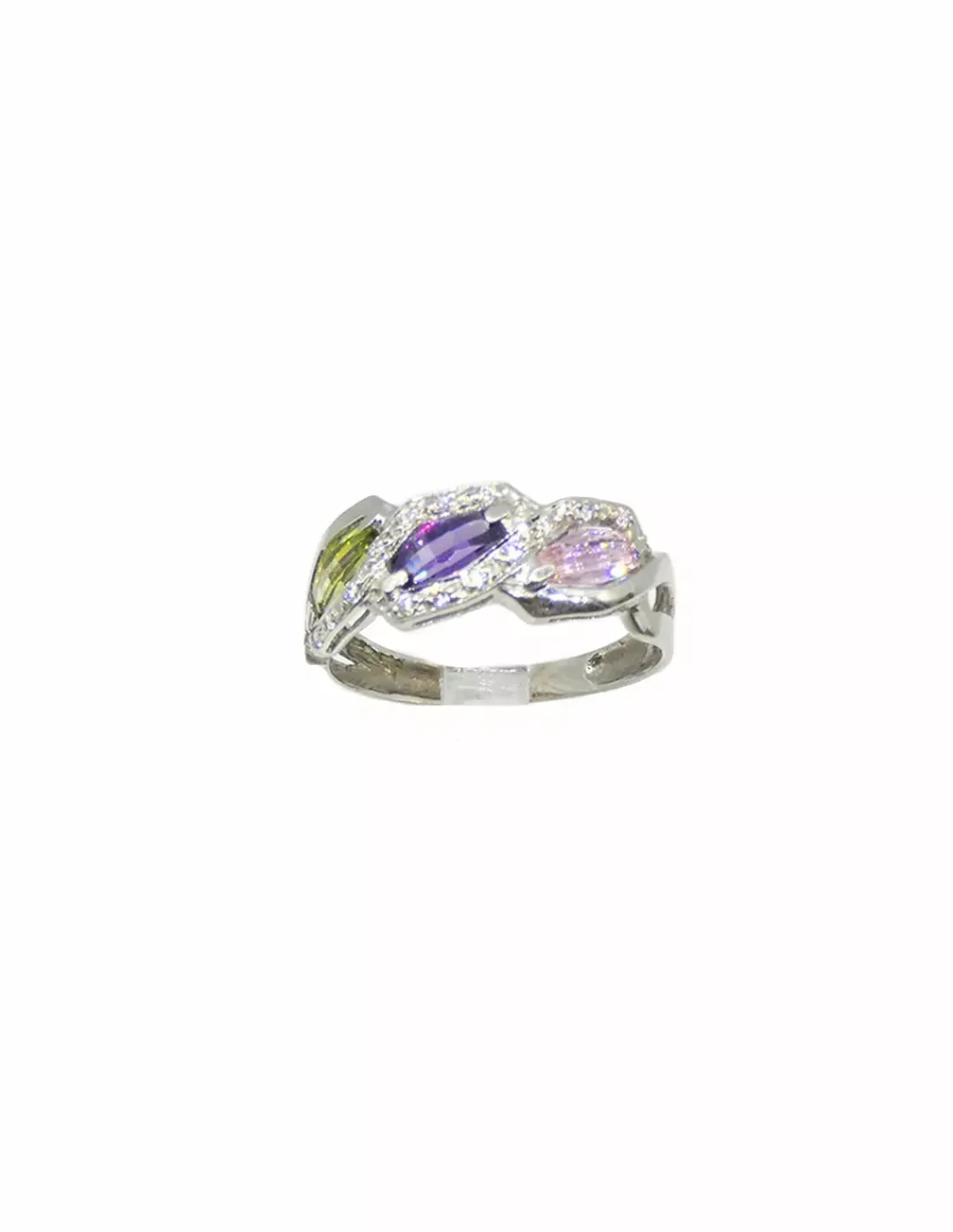 Flash Sale Anillo decoración circonitas colores oro blanco 18k - T.14 Anillos De Oro Blanco | Anillos