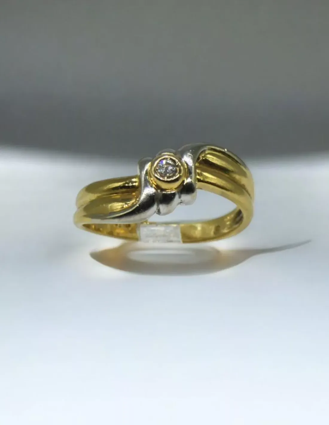 Hot Anillo diamante chatón oro bicolor 18k - T.16 Anillos Con Brillantes | Anillos De Oro