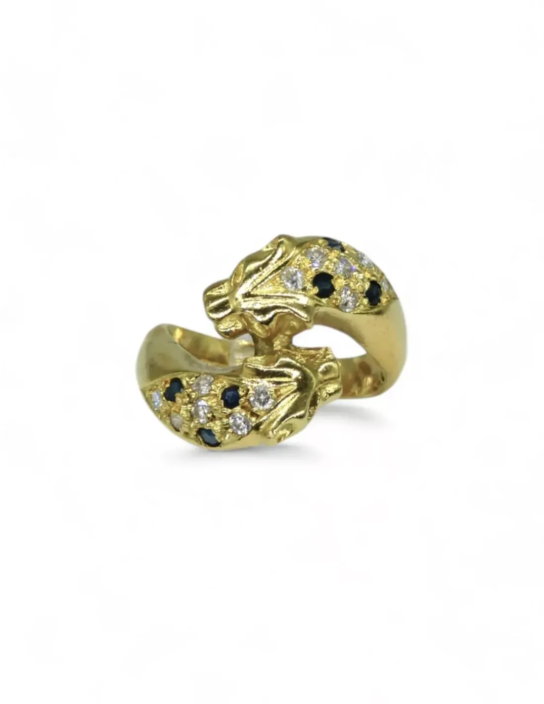 Outlet Anillo doble cabeza pantera con circonitas oro 18k - T.11 Anillos De Oro | Anillos