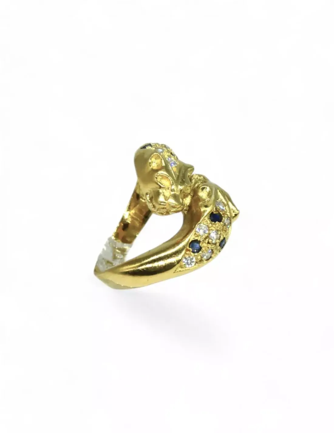 Outlet Anillo doble cabeza pantera con circonitas oro 18k - T.11 Anillos De Oro | Anillos