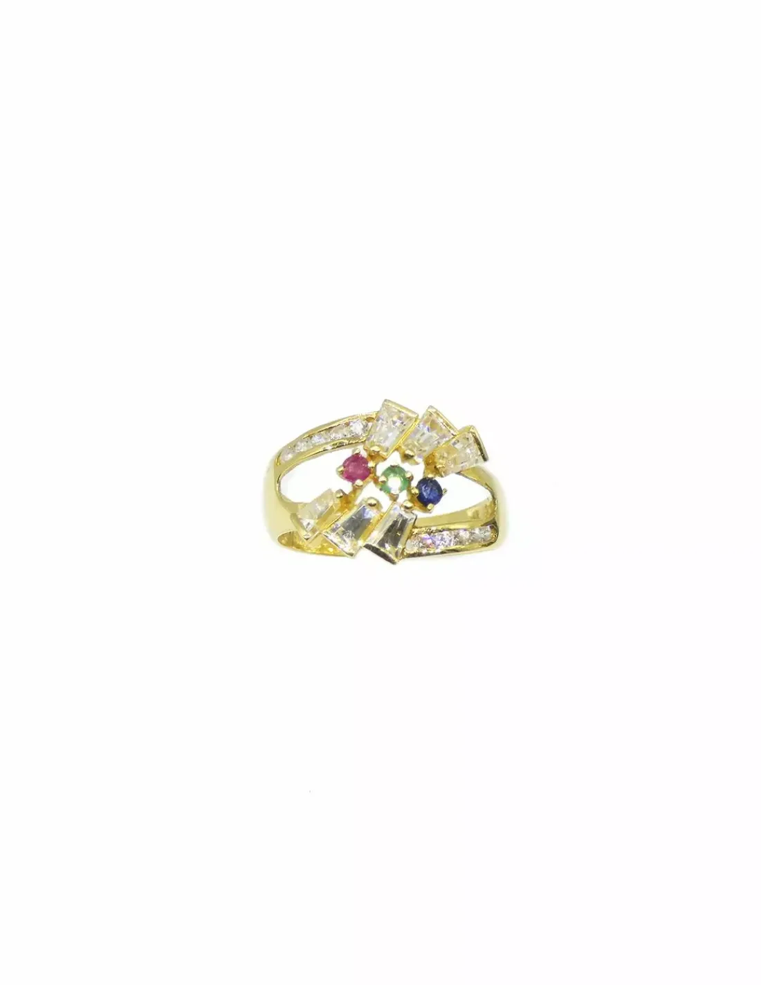Best Sale Anillo doble con circonitas de colores oro 18k - T.16 Anillos De Oro | Anillos