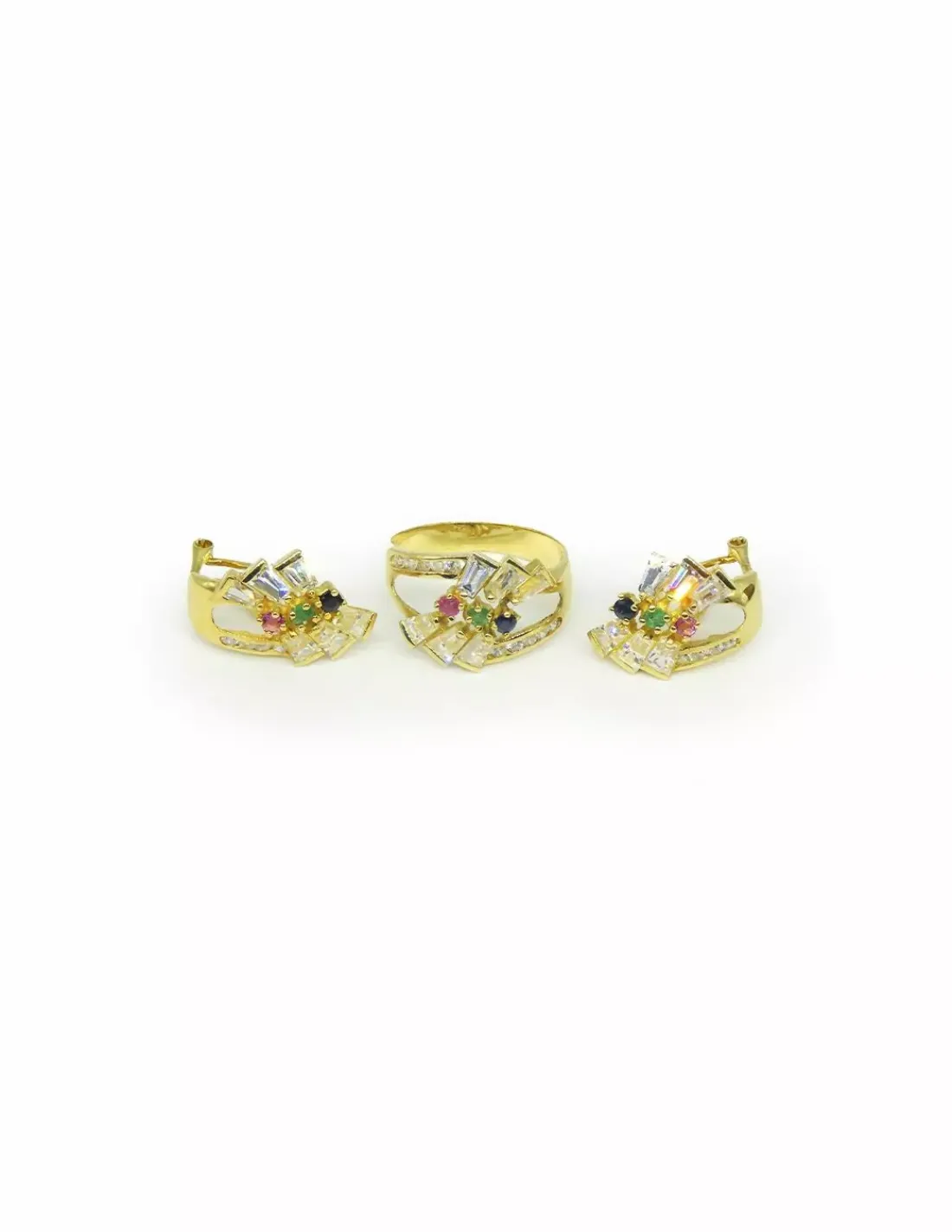 Best Sale Anillo doble con circonitas de colores oro 18k - T.16 Anillos De Oro | Anillos