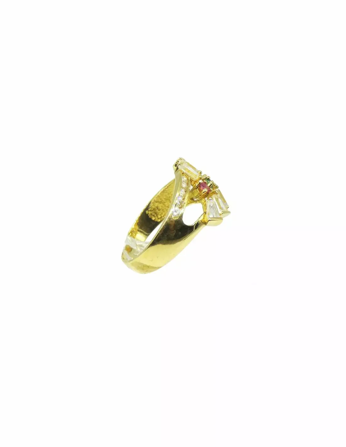 Best Sale Anillo doble con circonitas de colores oro 18k - T.16 Anillos De Oro | Anillos