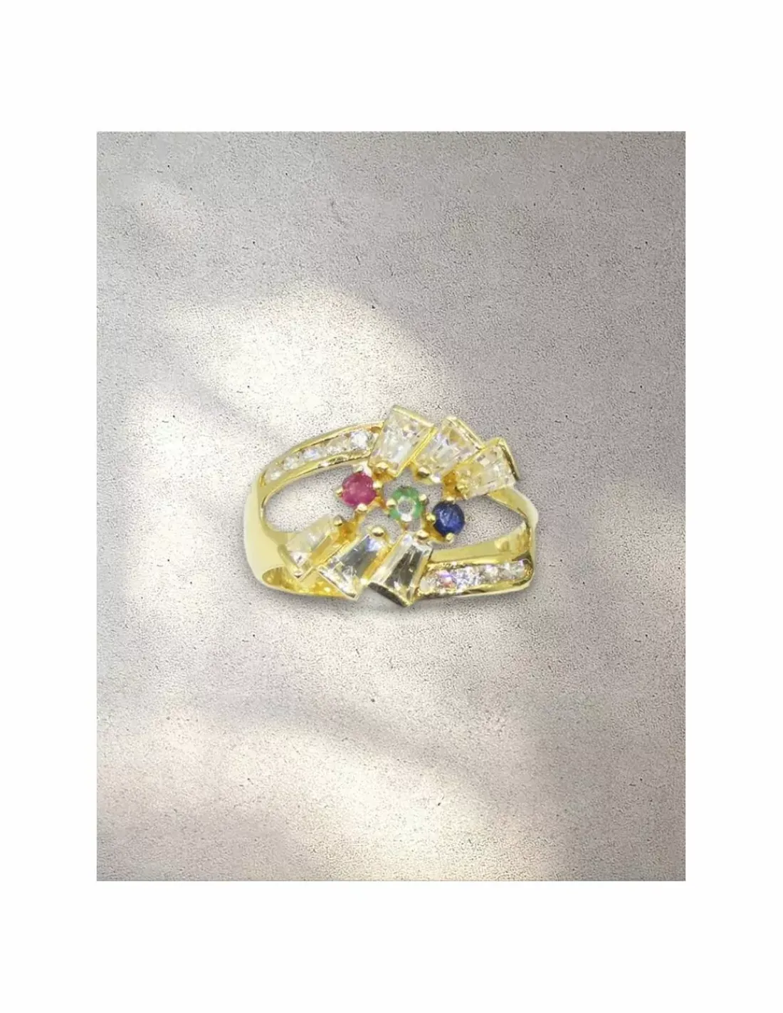 Best Sale Anillo doble con circonitas de colores oro 18k - T.16 Anillos De Oro | Anillos