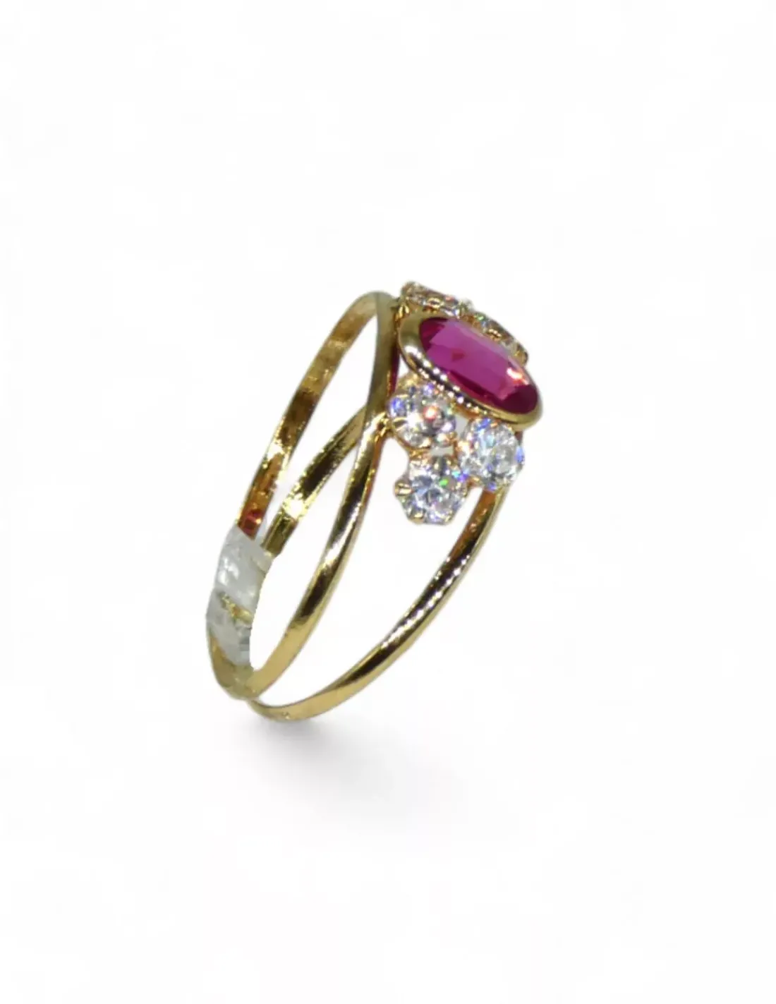 Store Anillo dos líneas con circonitas blancas y central rubí  oro 18k - T.16 Anillos De Oro | Anillos