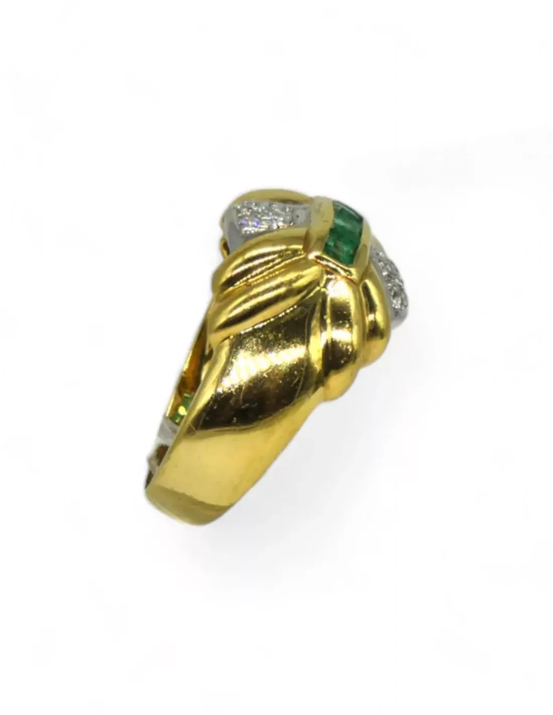 Best Anillo en abanico con circonitas verdes y diamantes oro bicolor 18k - T.14 Anillos Con Brillantes | Anillos De Oro