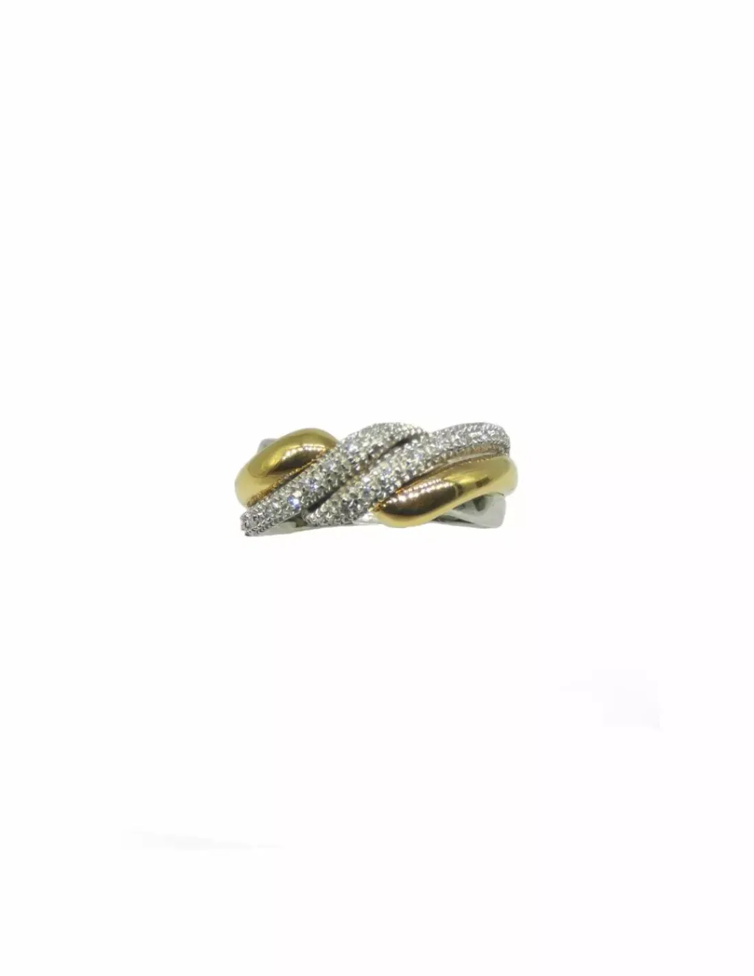 New Anillo entrelazado con diamantes oro bicolor 18k - T.15 Anillos Con Brillantes | Anillos De Oro