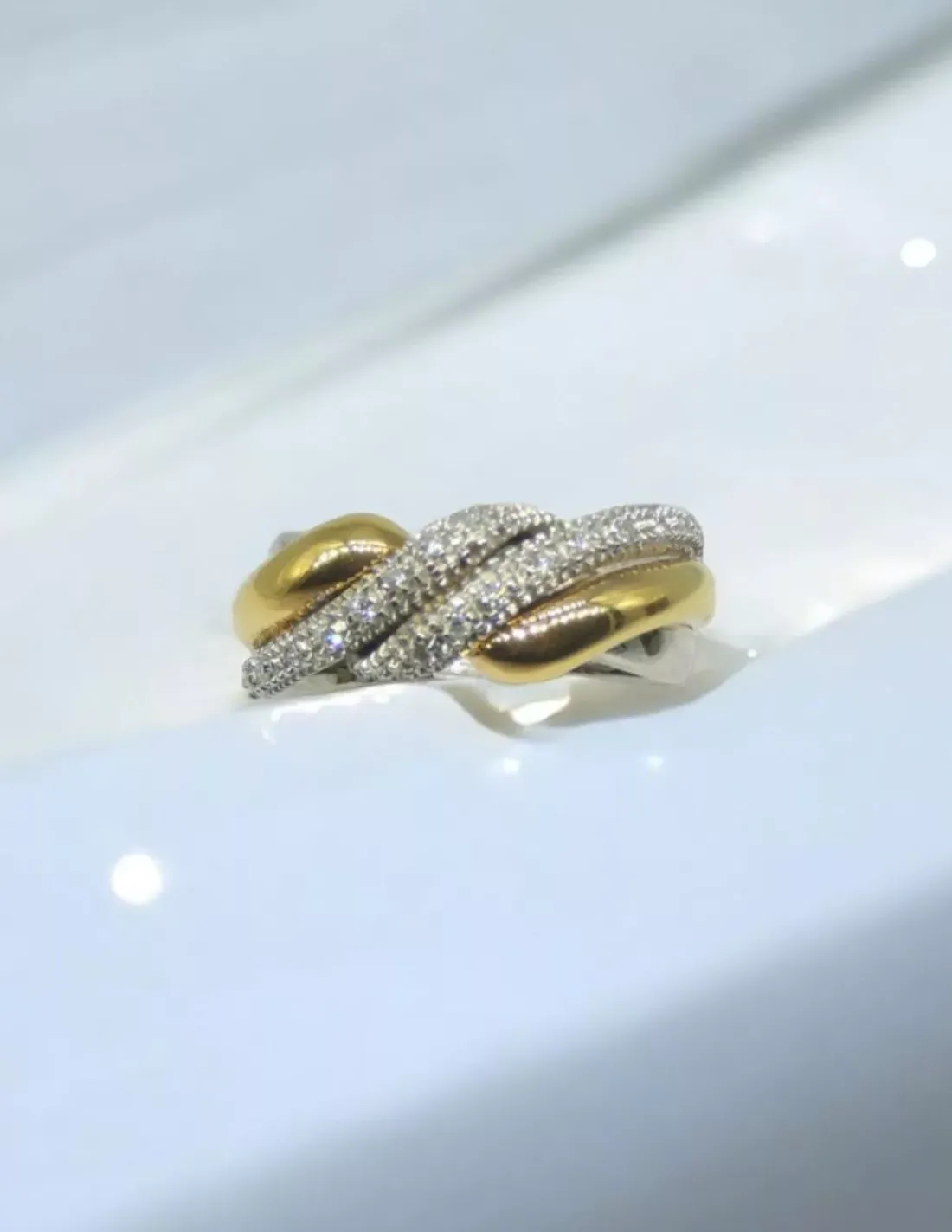 New Anillo entrelazado con diamantes oro bicolor 18k - T.15 Anillos Con Brillantes | Anillos De Oro