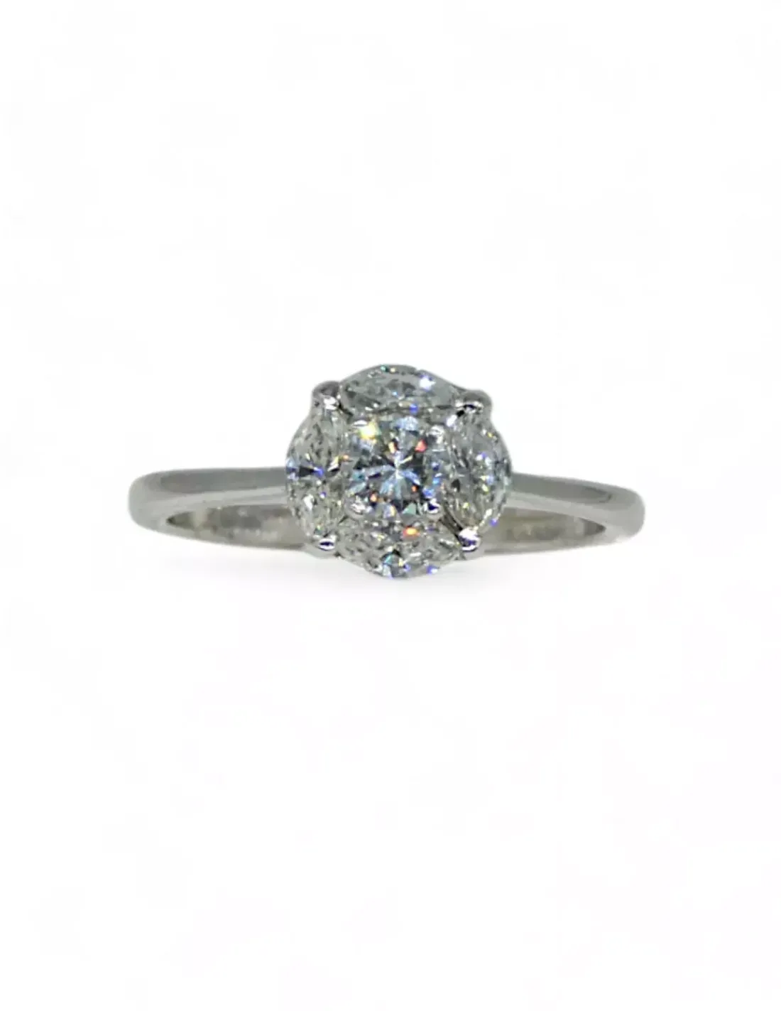 Clearance Anillo flor con diamantes oro blanco 18k - T.13 Anillos Con Brillantes | Anillos De Oro